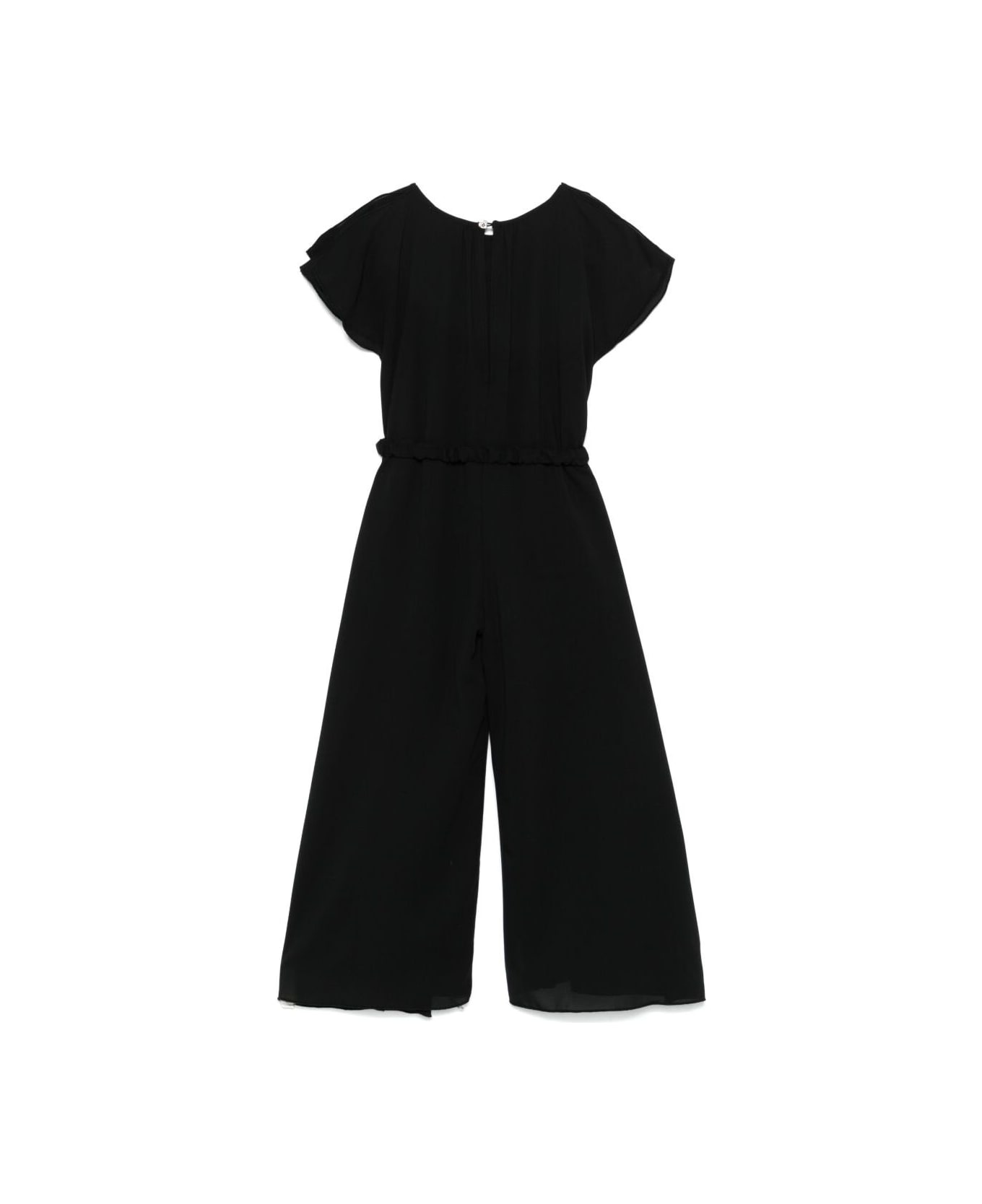 Monnalisa 
cocktail
 Black Jumpsuit With Belt On The Front And Wide Leg In Tech Fabric Girl - Black