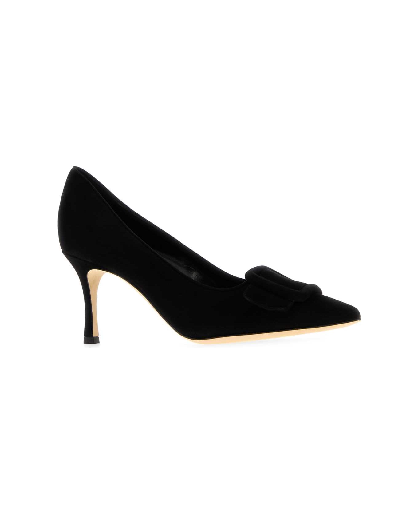 Manolo Blahnik Black Suede Maysale Pumps - BLCK