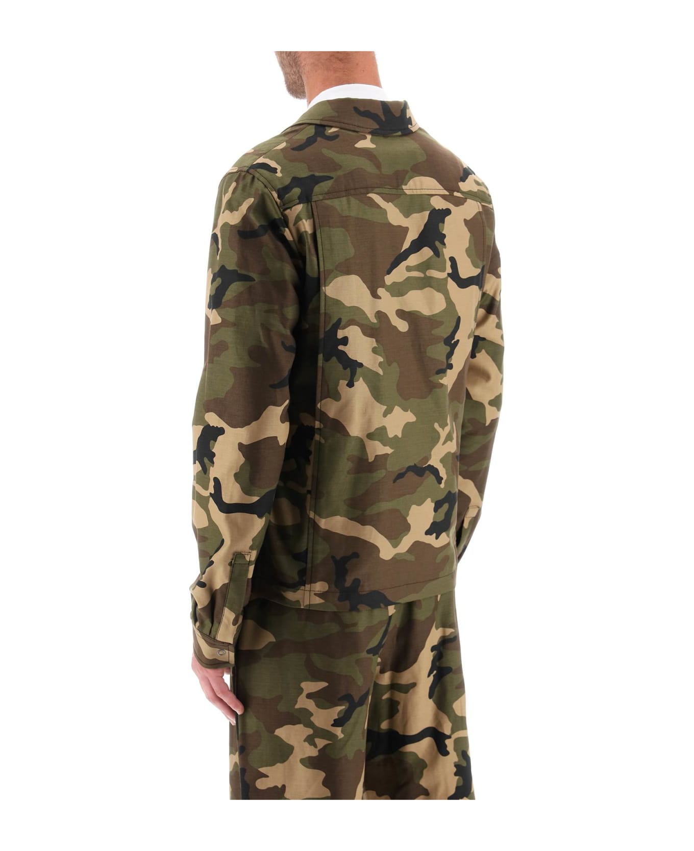 Palm Angels Camouflage Jacket With Pockets - MILITARY OFF WHITE (Beige)