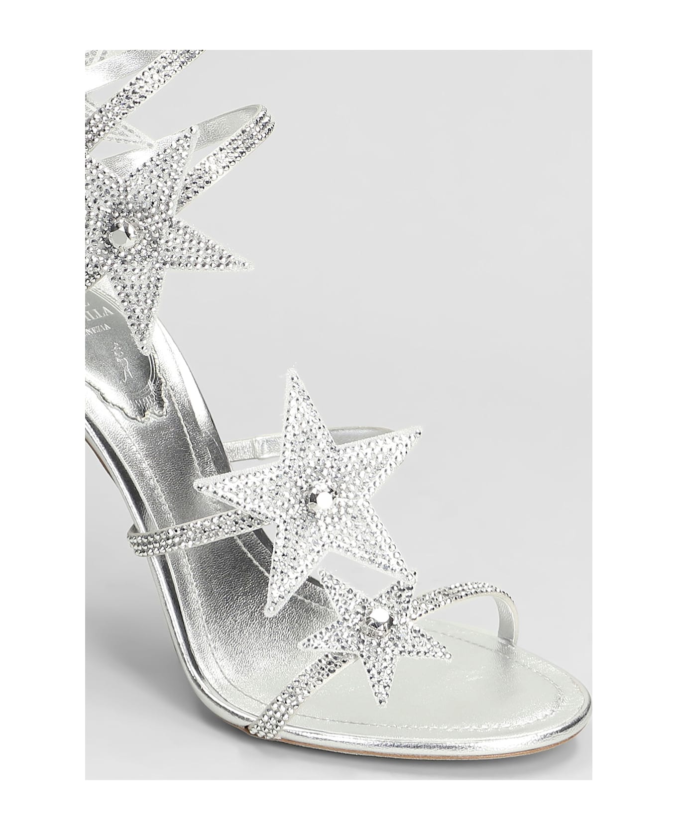 René Caovilla Star Cleo Sandals In Silver Leather - silver