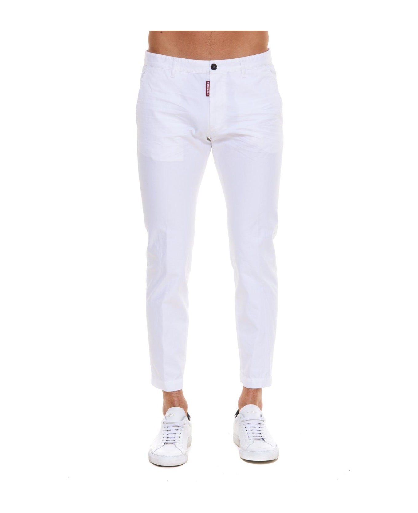 Dsquared2 Logo Patched Straight Leg Jeans - White