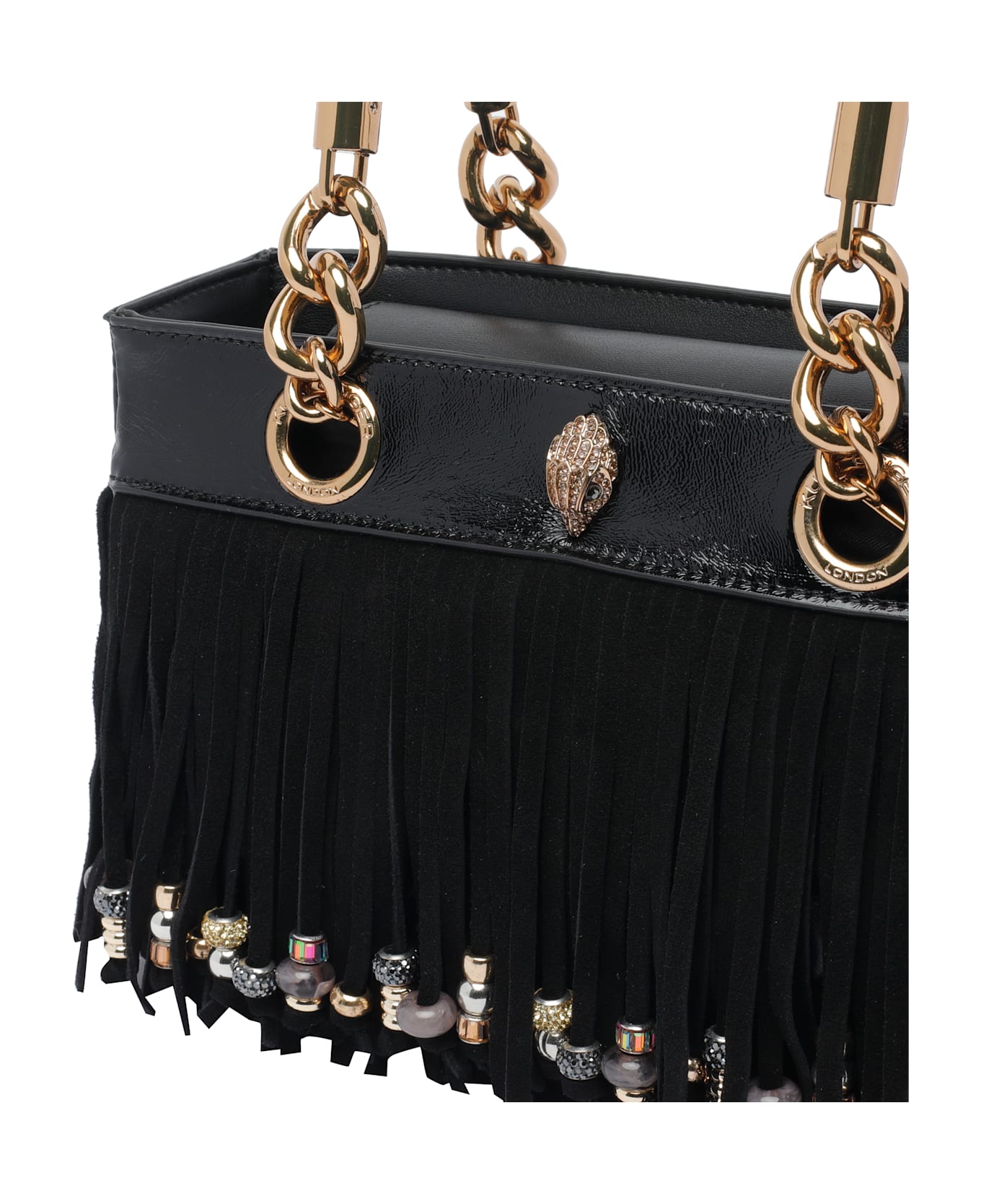 Kurt Geiger Square Kensington Fringe Handbag - Black