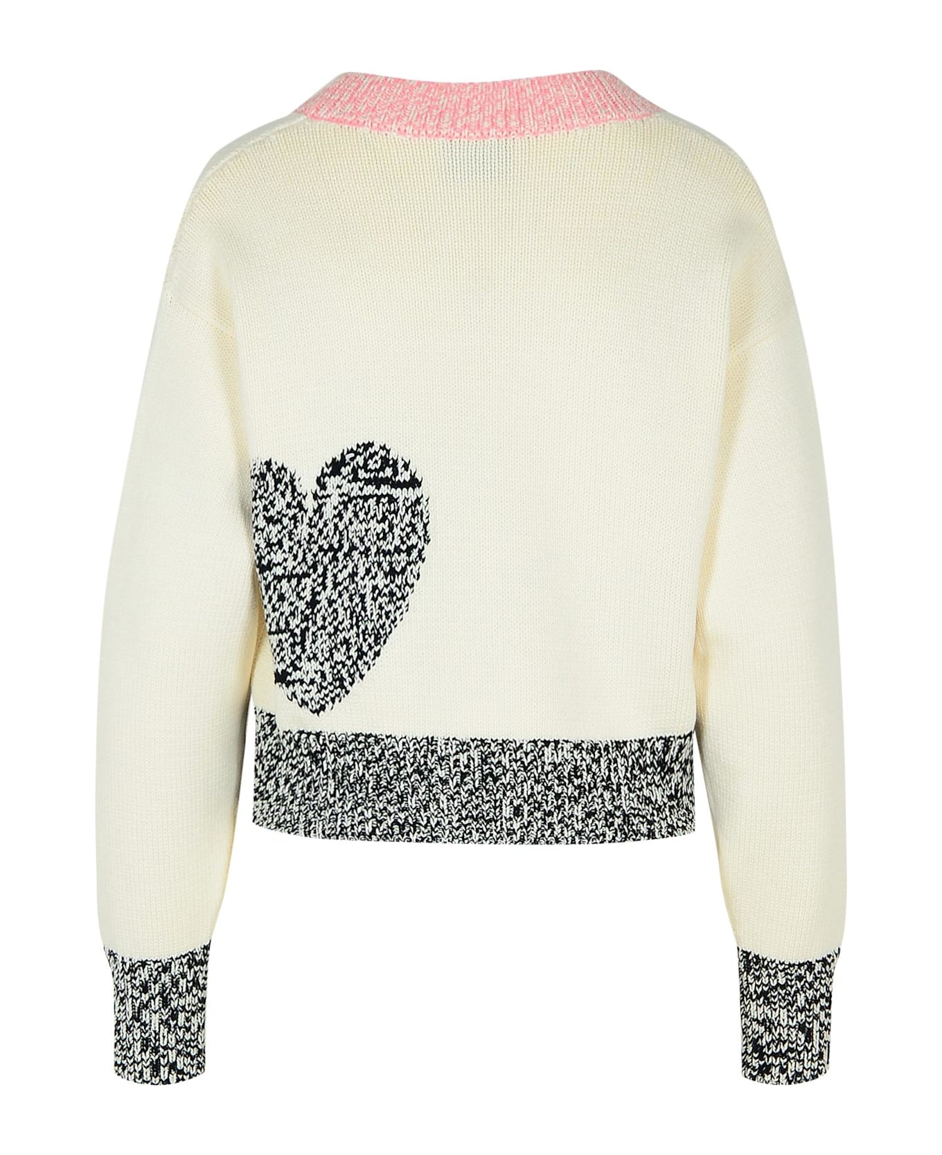 M05CH1N0 Jeans White Cotton Blend Cardigan - White