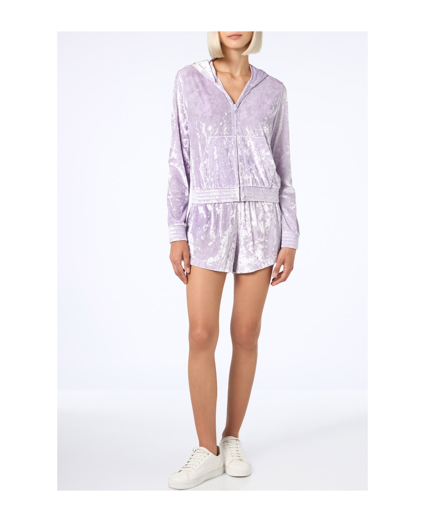 MC2 Saint Barth Woman Lilac Chenille Zipped Hoodie Jasmine - PINK