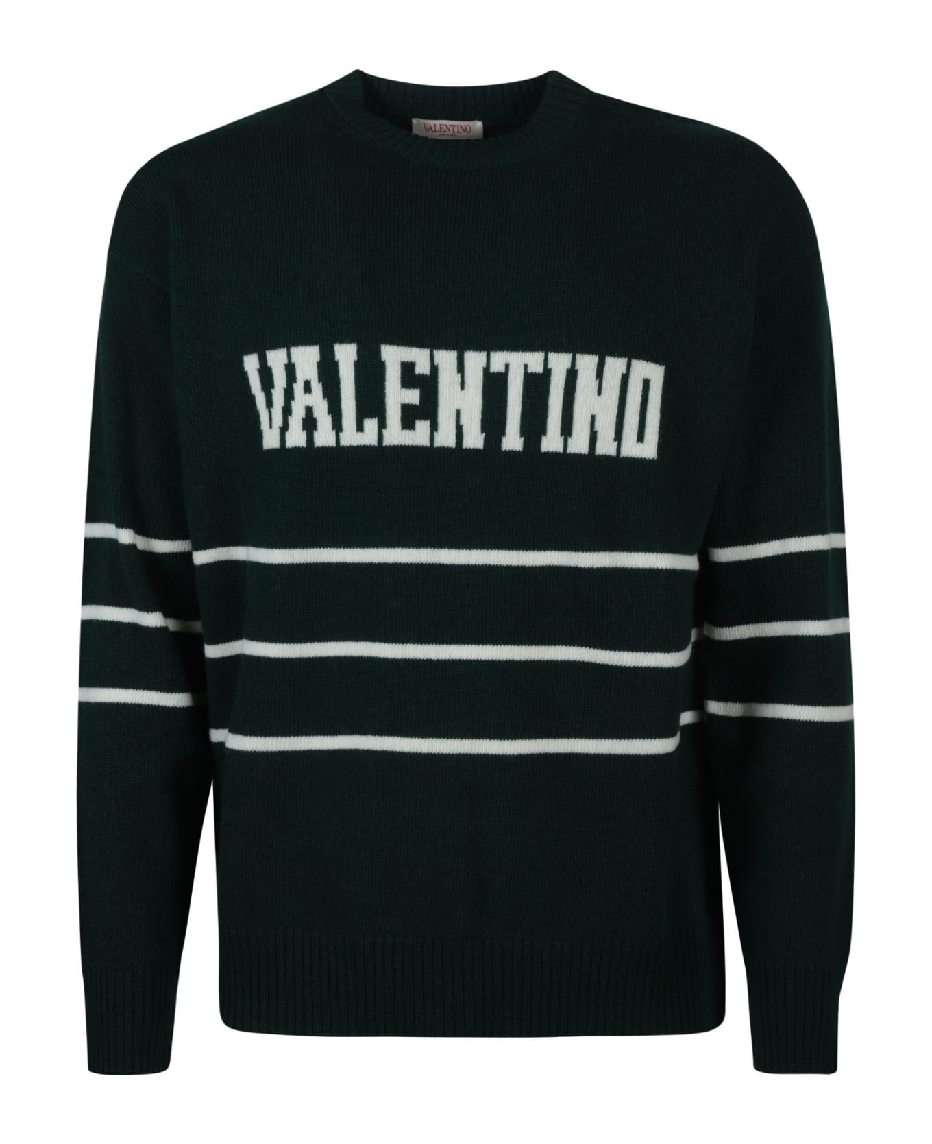 Valentino Stripe Detail Logo Sweater - Green