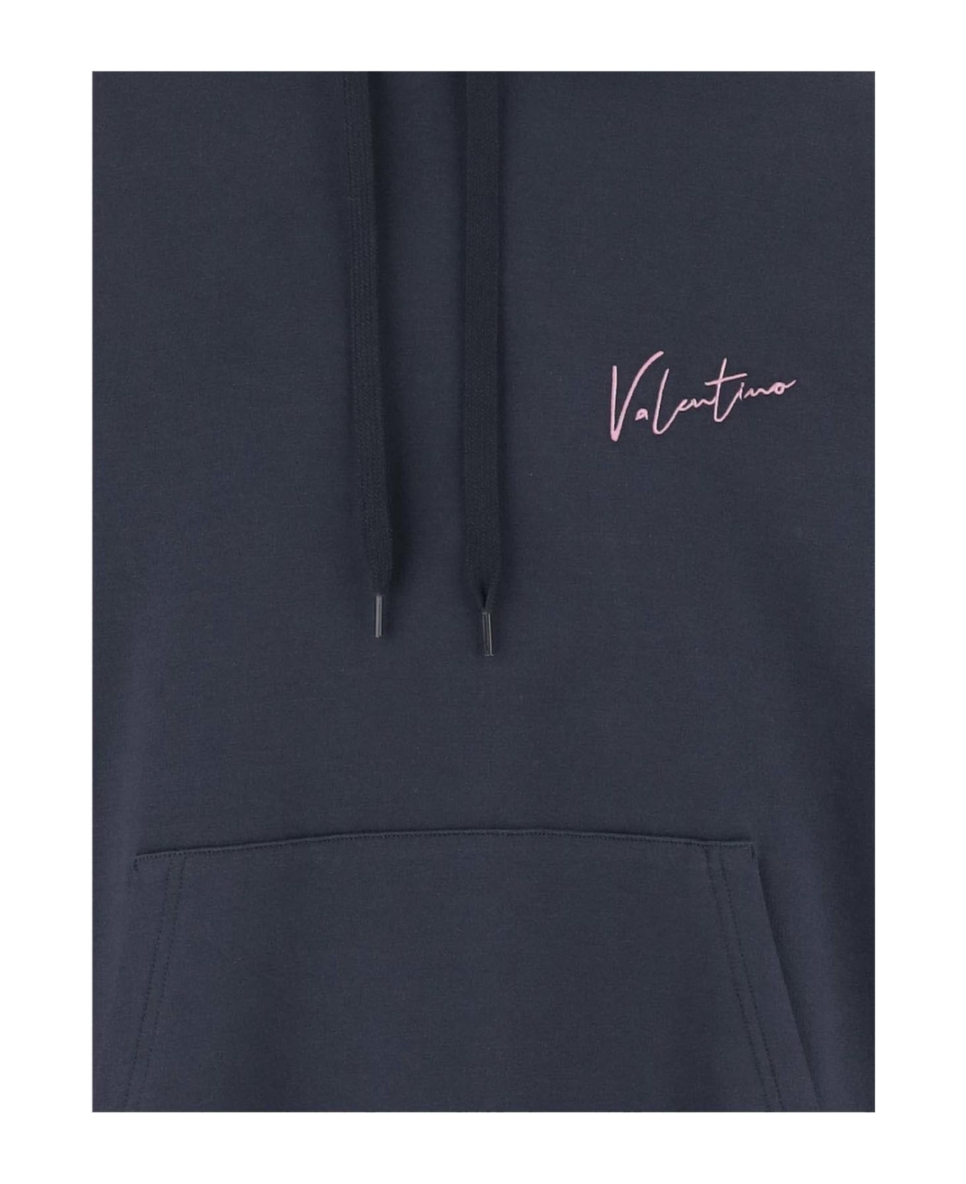 Valentino Logo Embroidery Hoodie - Navy