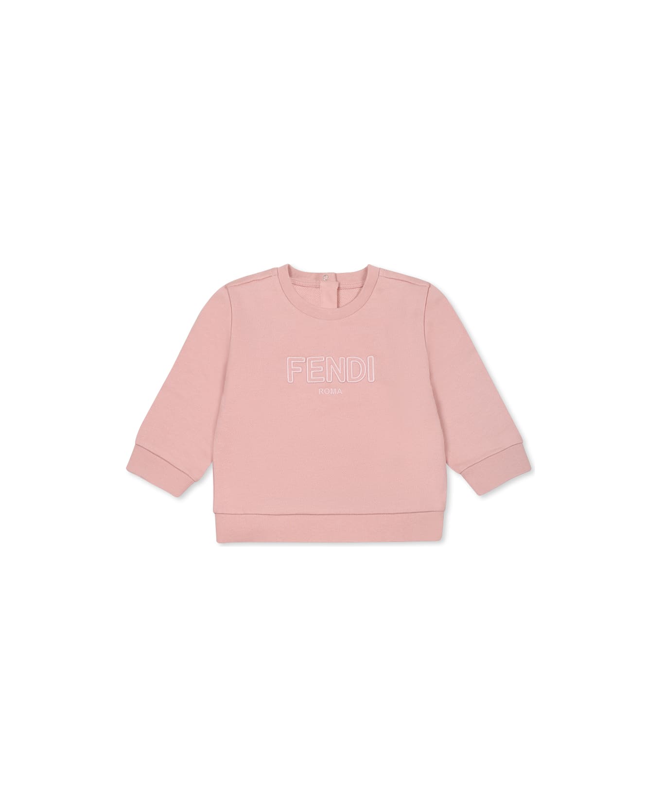 Fendi Pink Sweatshirt For Baby Girl With Logo - Pink