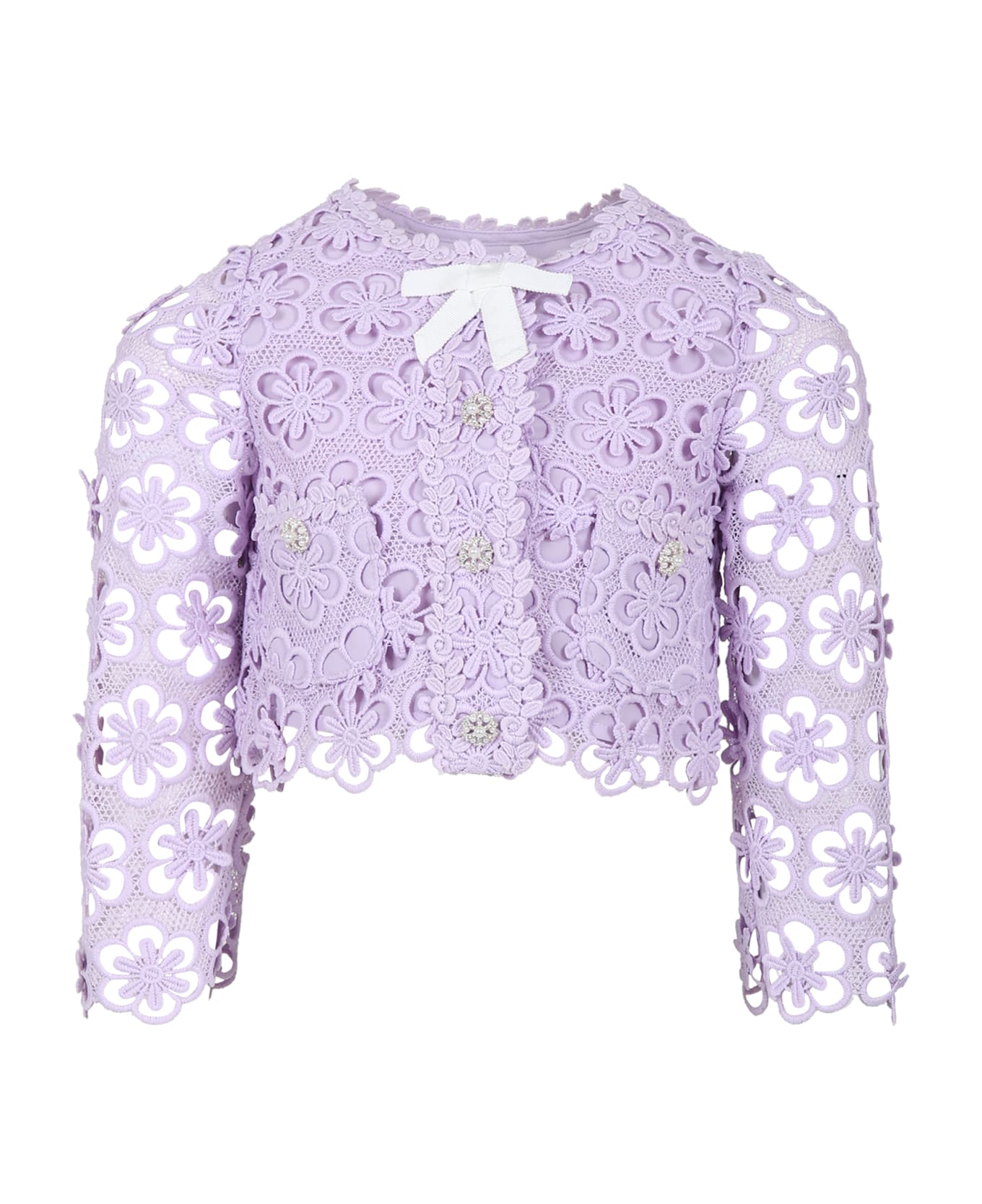 self-portrait Purple Cardigan For Girl With Flowers - Violet