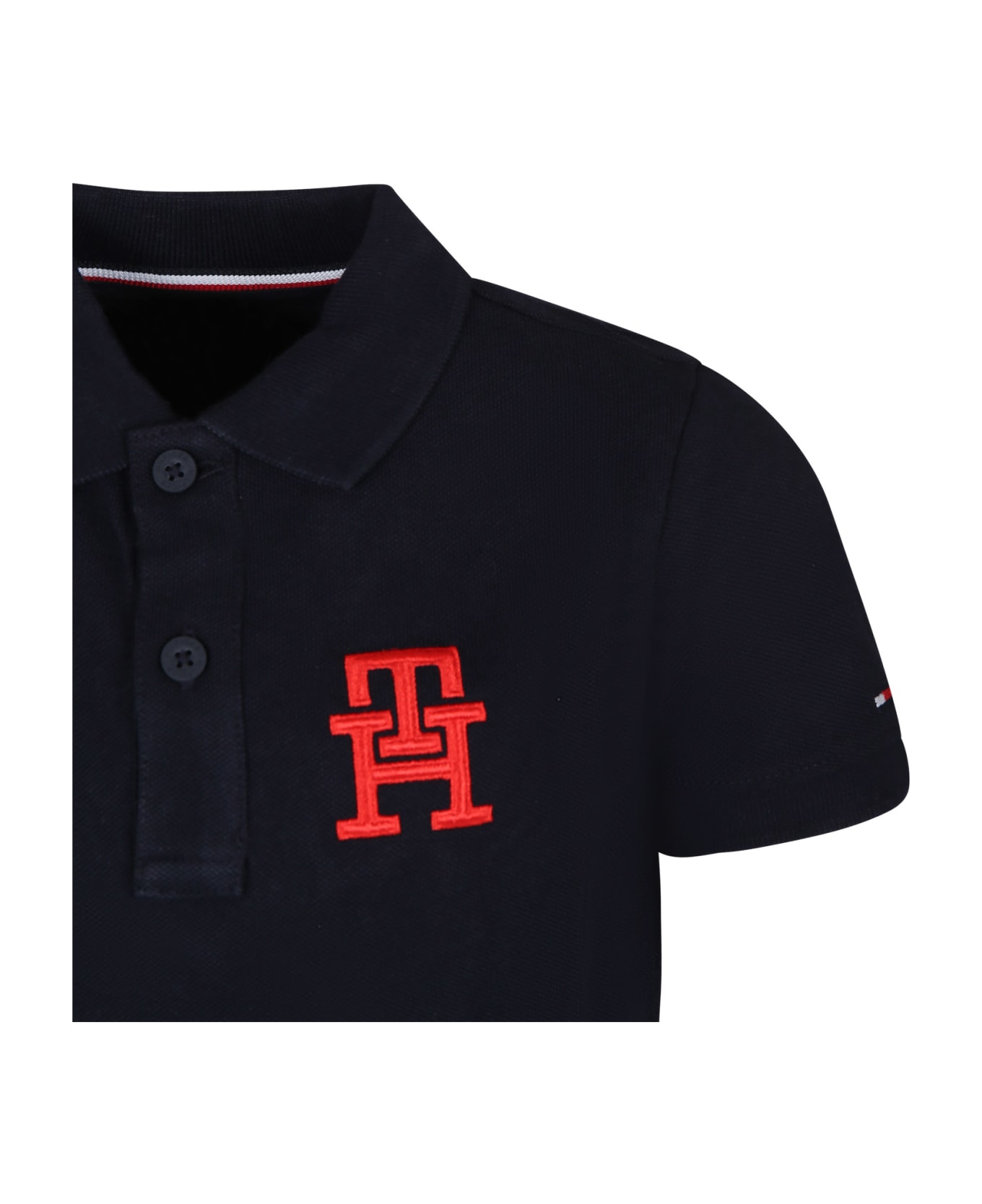 Tommy Hilfiger Blue Polo Shirt For Boy With Logo - Blue Tシャツ＆ポロシャツ