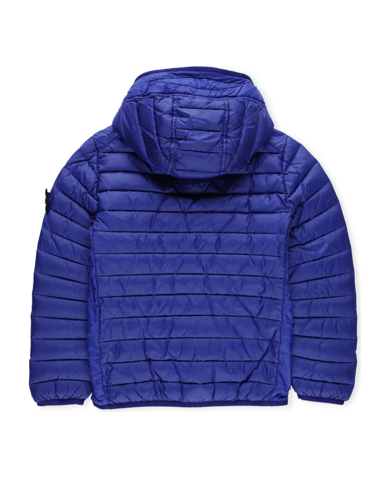 Stone Island Quilted Down Jacket With Logo - Blue