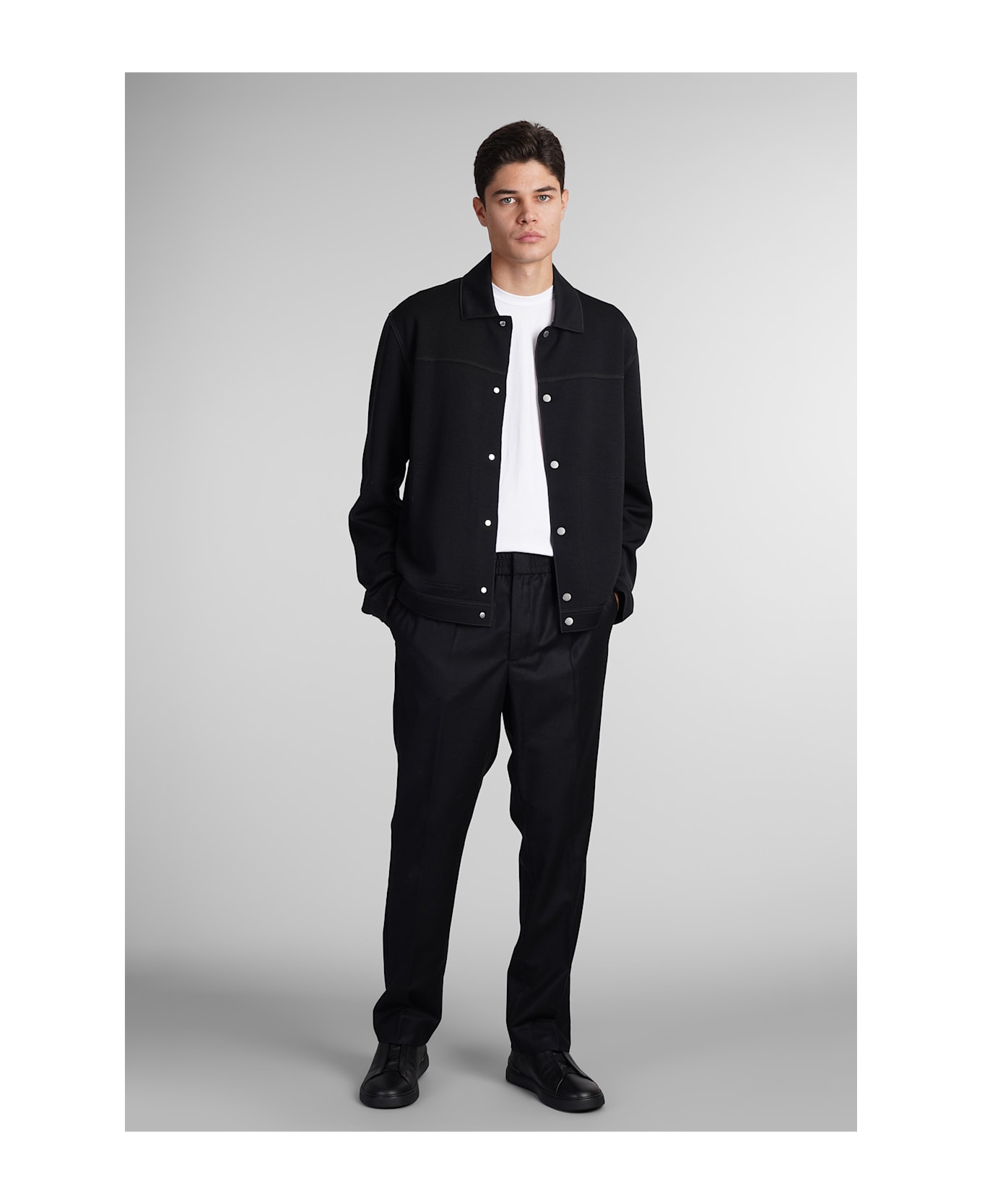 Zegna Casual Jacket In Black Wool - black