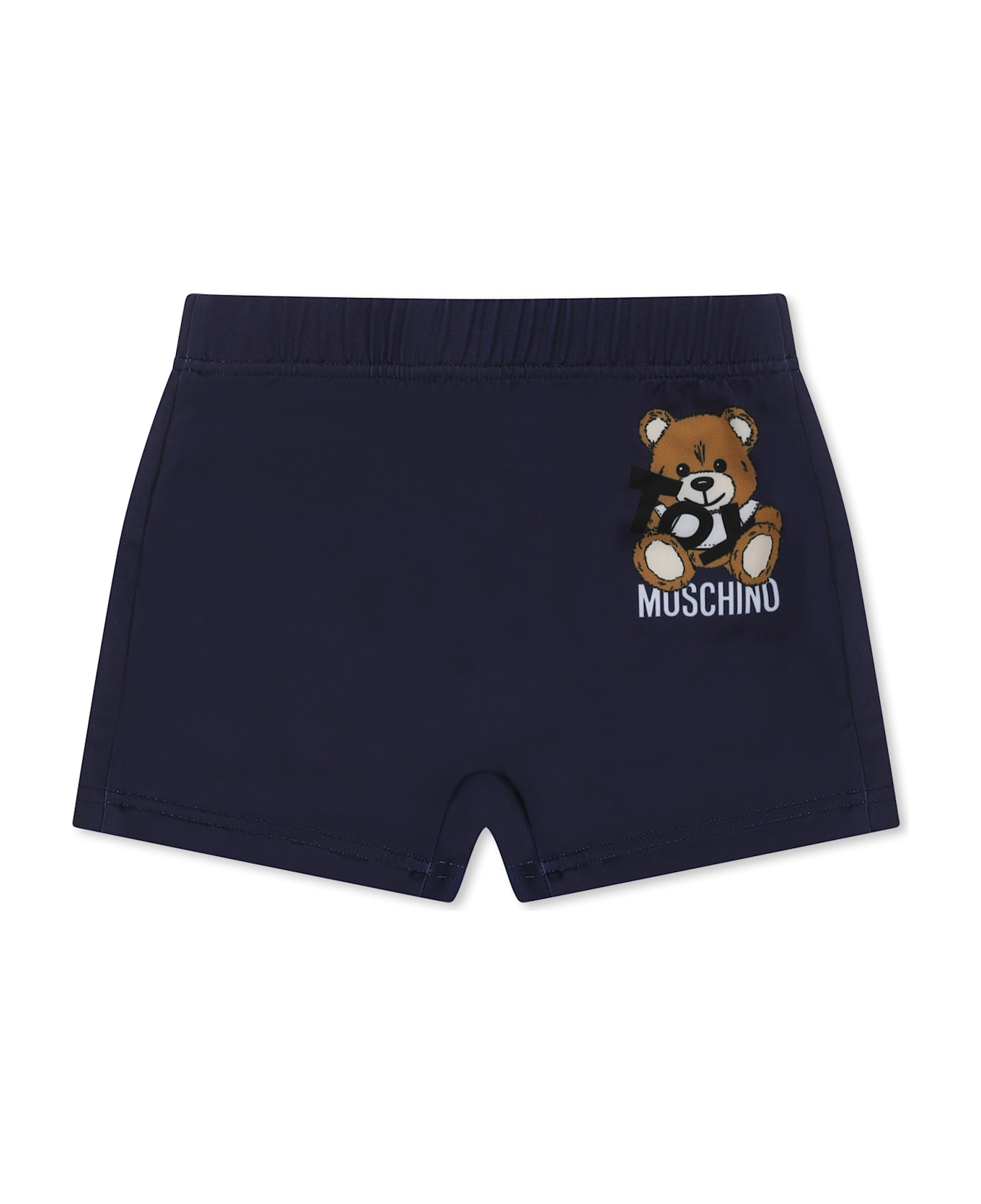 Moschino Blue Swimsuit For Babt Boy With Teddy Bear And White Logo - Blue
