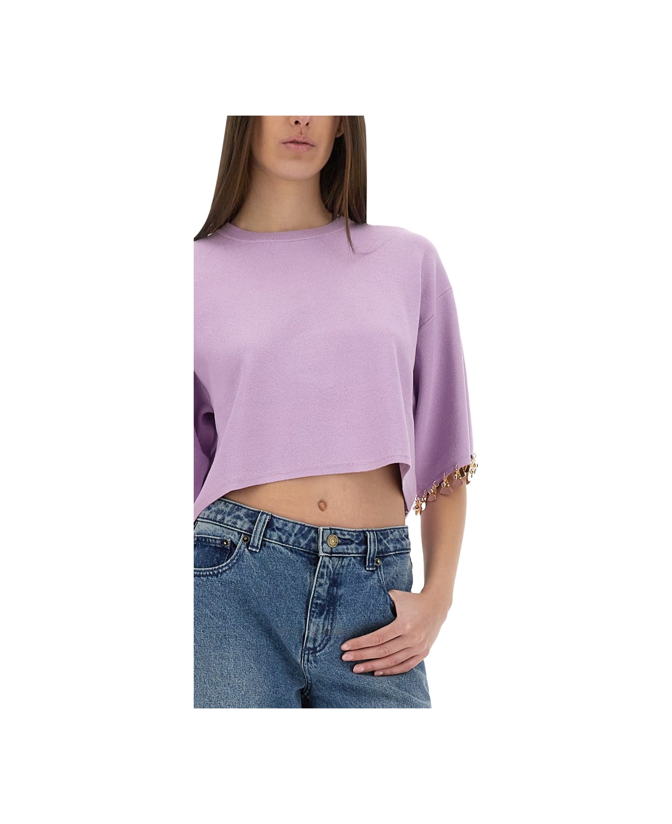 Paco Rabanne Knit Crop T-shirt - LILAC