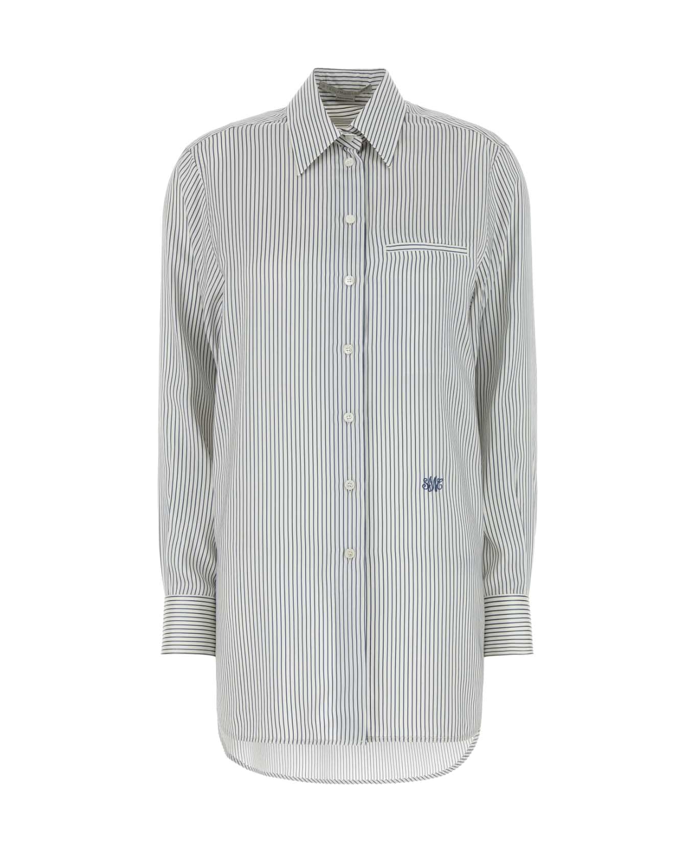 Stella McCartney Embroidered Silk Oversize Shirt - WHITE/STEEL