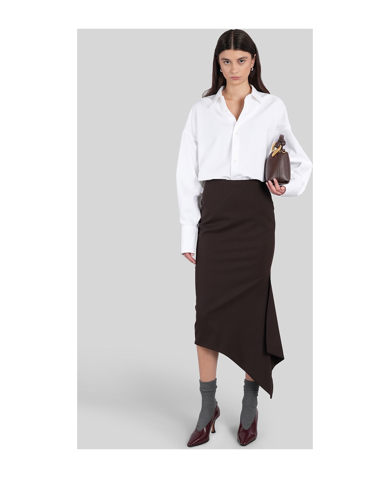 TheLatest Cassidy Skirt In Brown Polyester - brown