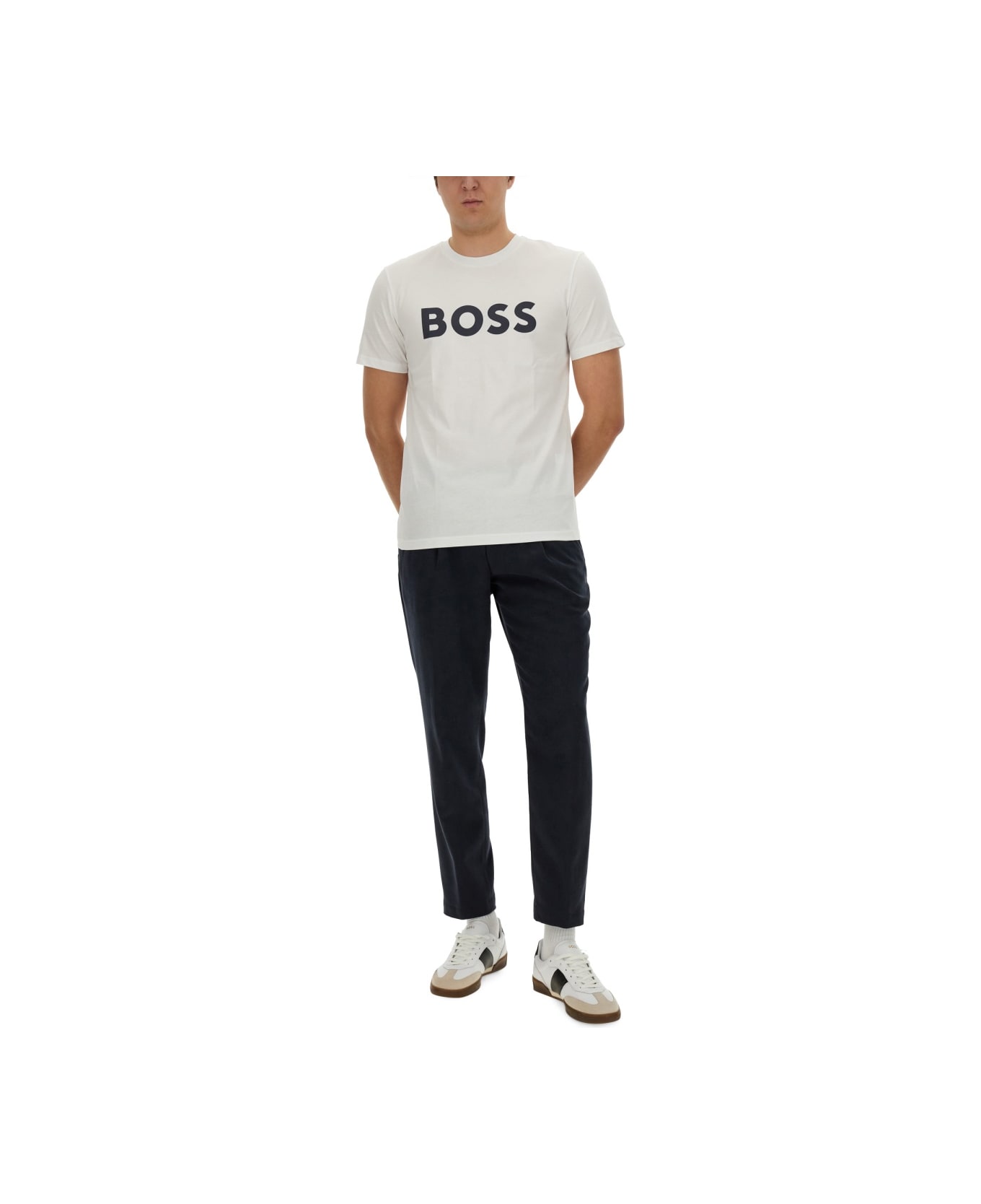 Hugo Boss Logo Print T-shirt - WHITE シャツ
