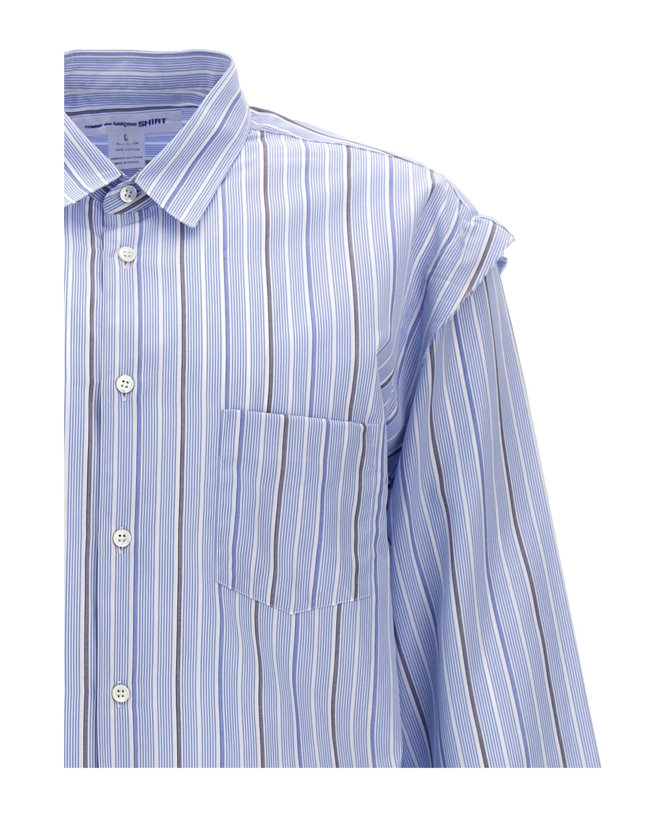 Comme des Garçons Shirt Unfinished Striped Shirt - Light Blue