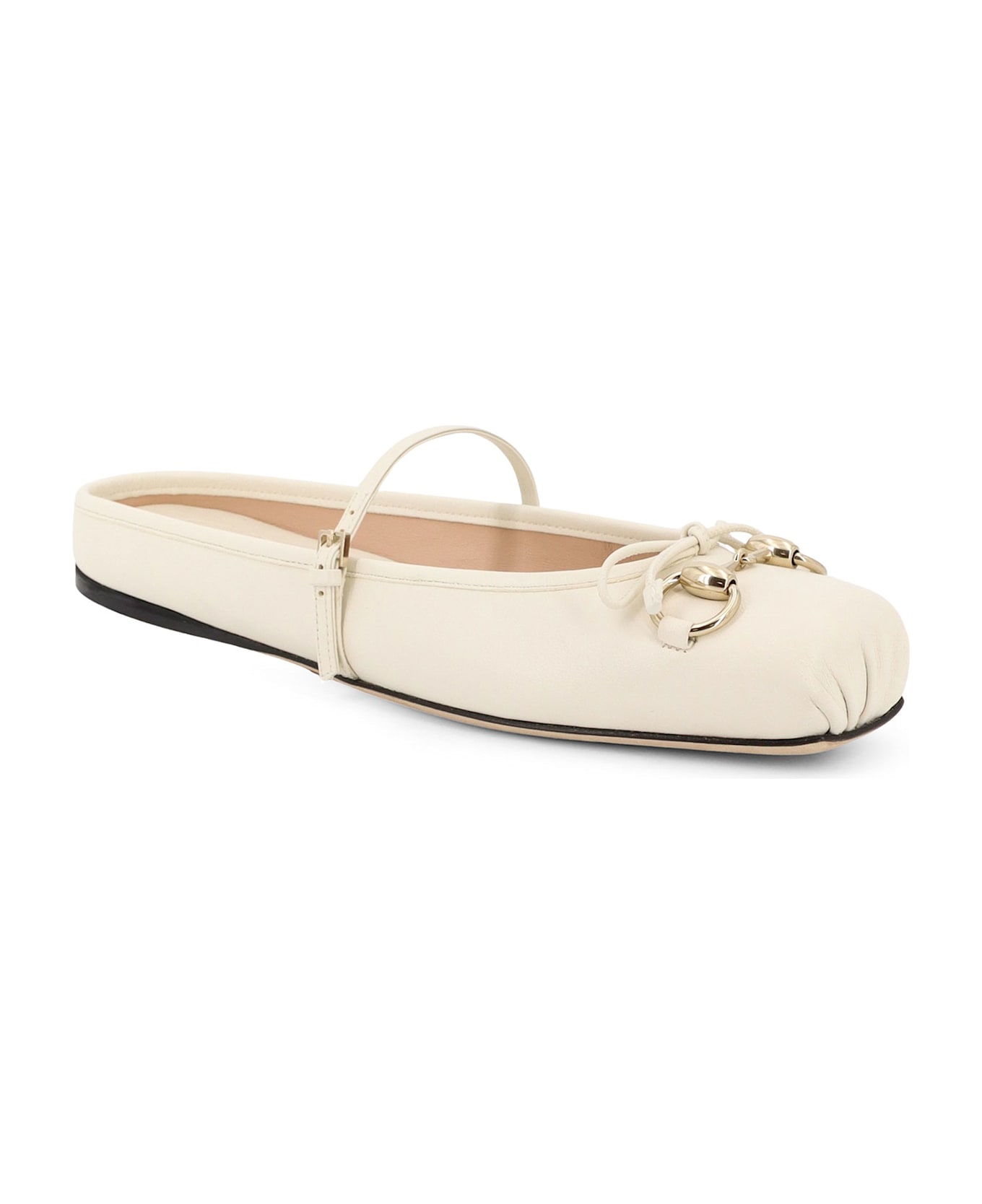 Gucci Leather Ballerina Mules - Beige