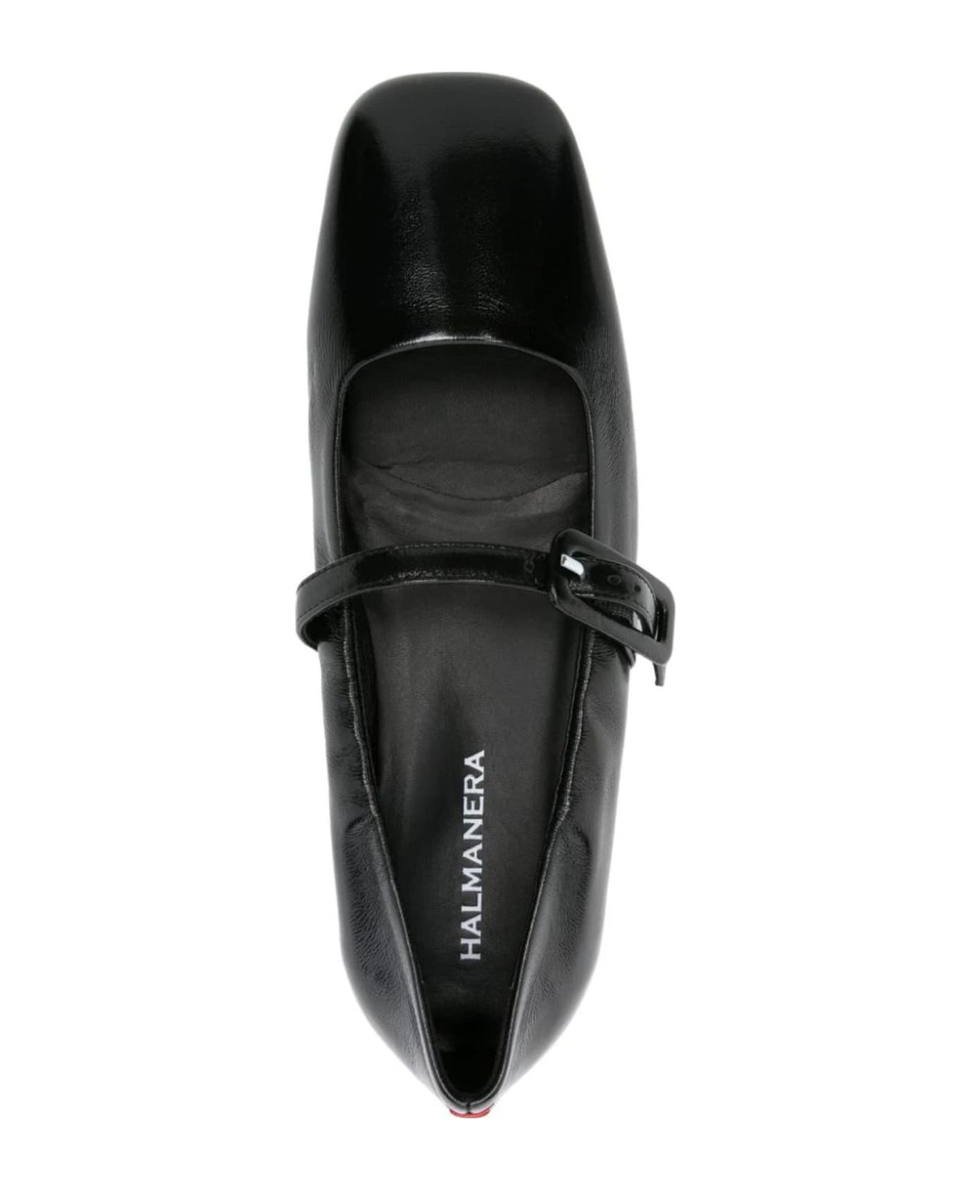 Halmanera Black Page Leather Ballerina Shoes - Black