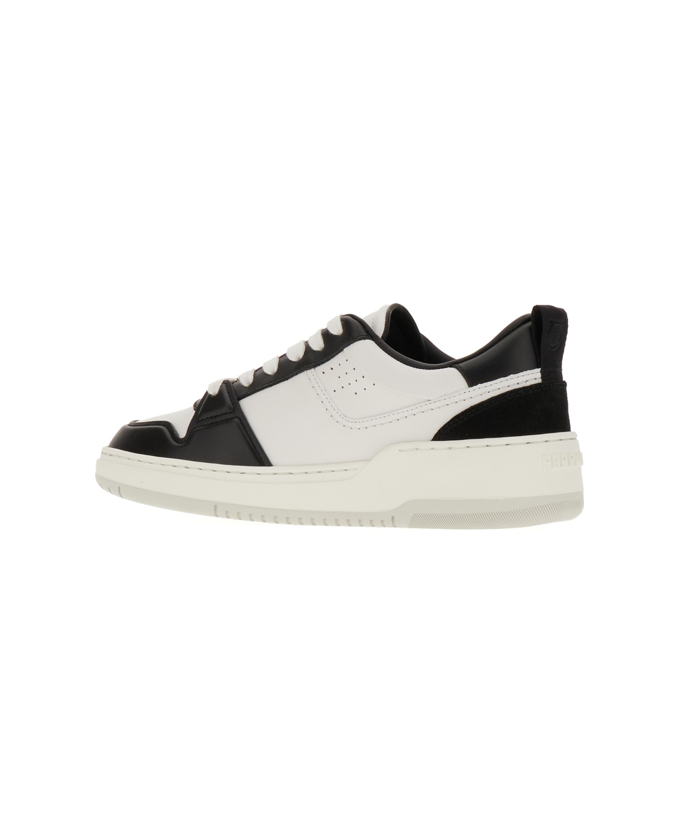 Ferragamo Two-tone Leather Sneakers - NERO BIANCO OTTICO