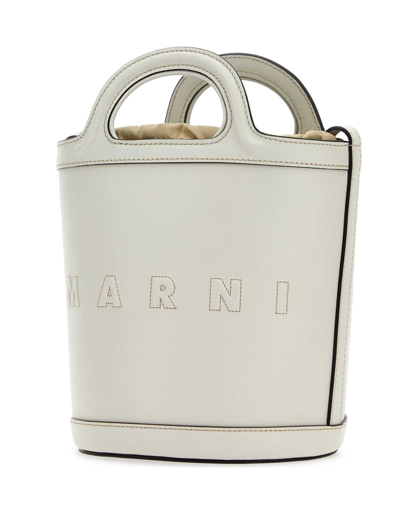 Marni White Leather Small Tropicalia Bucket Bag - 00W05
