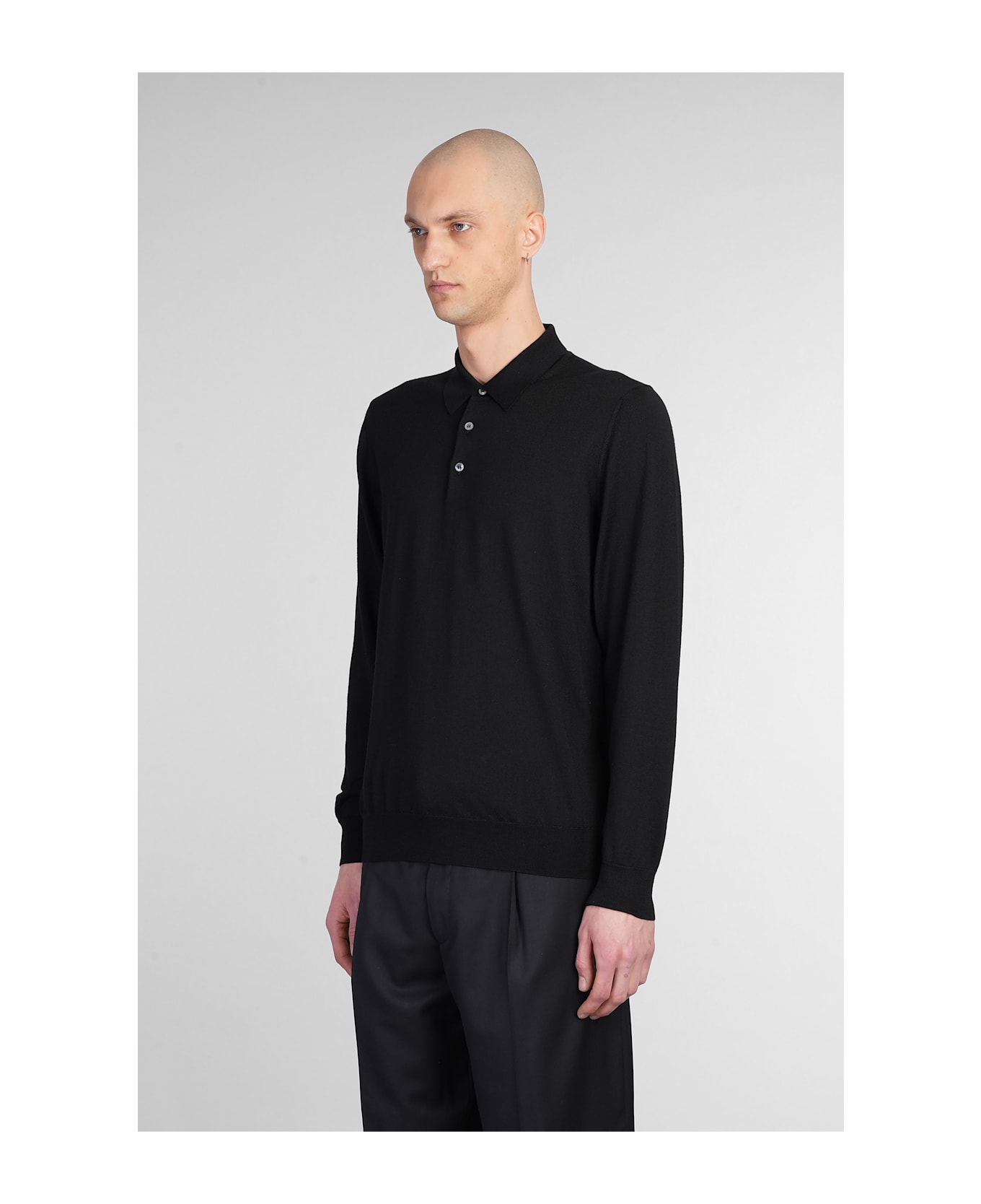 Lardini Polo In Black Wool - black