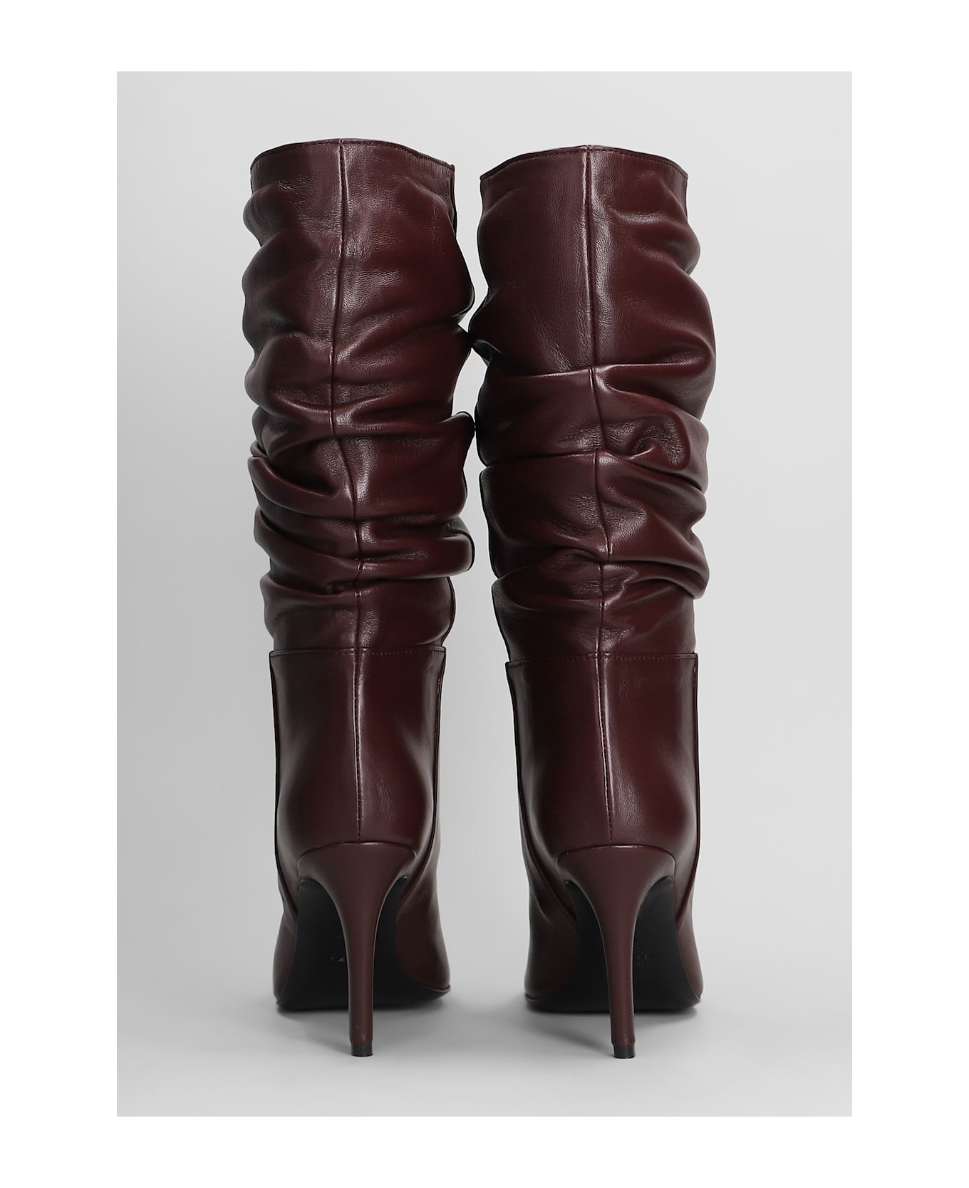 Via Roma 15 High Heels Boots In Bordeaux Leather - bordeaux