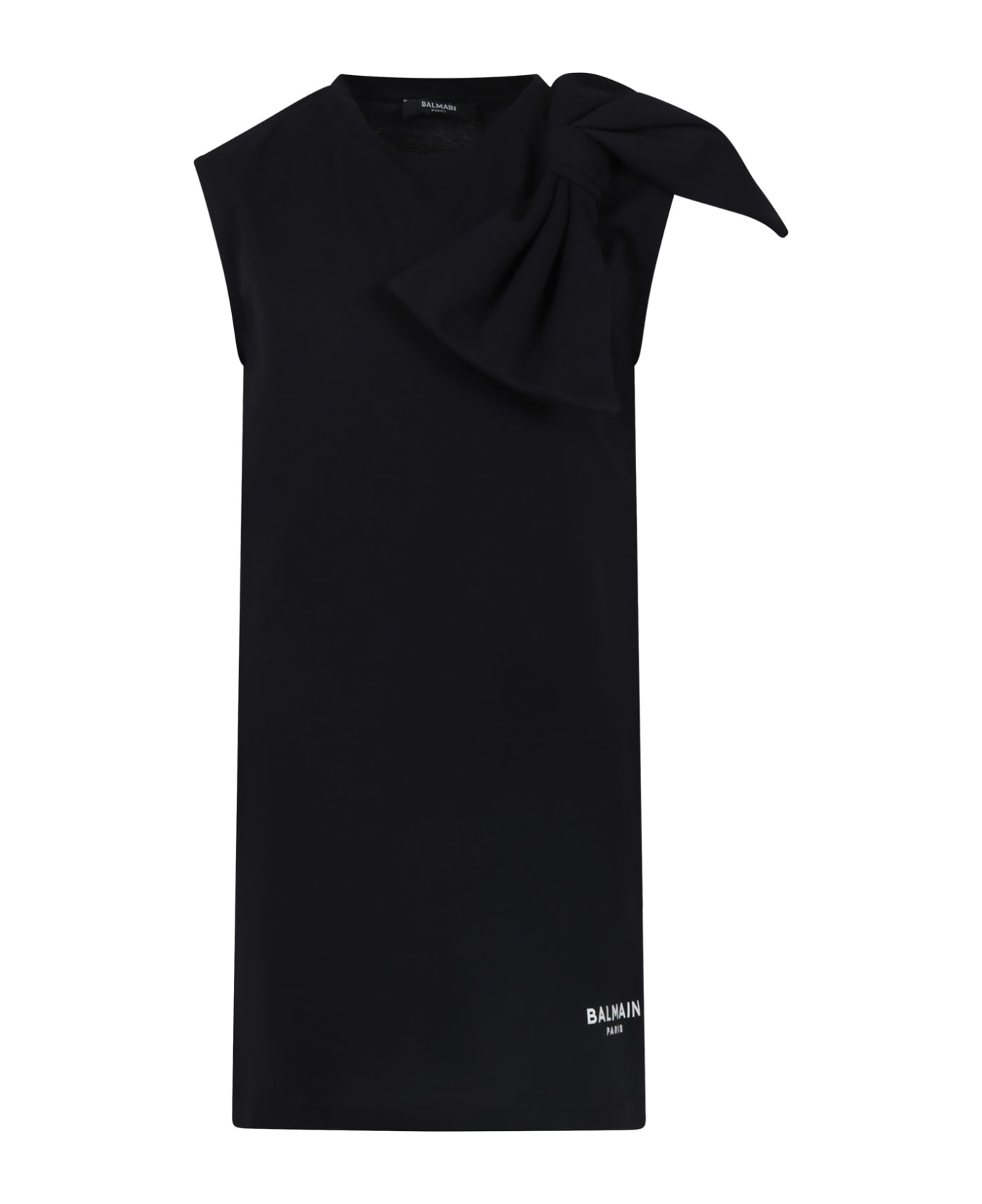 Balmain Black Dress For Girl With Bow - Black