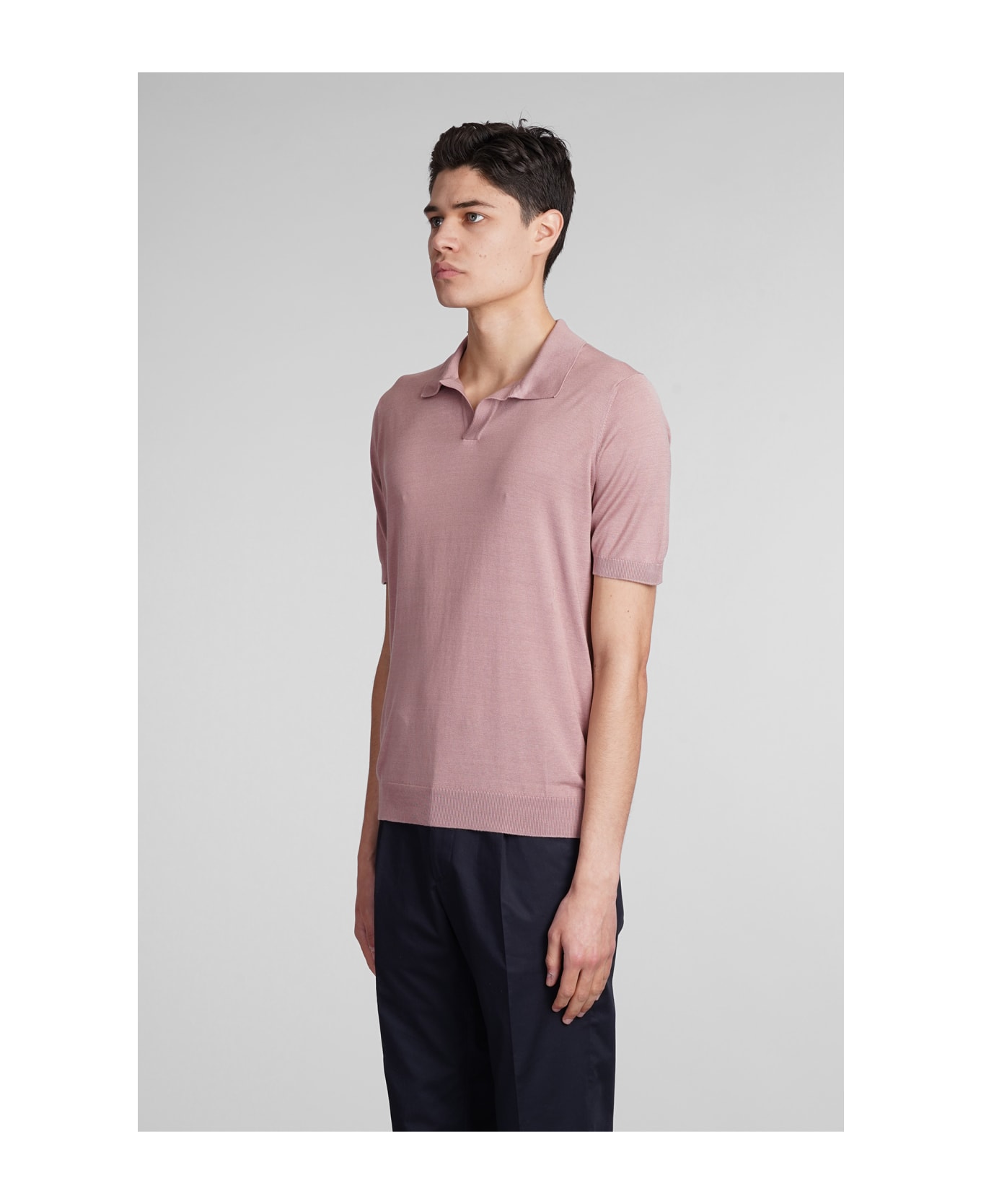 Tagliatore 0205 Keith Polo In Rose-pink Silk - rose-pink