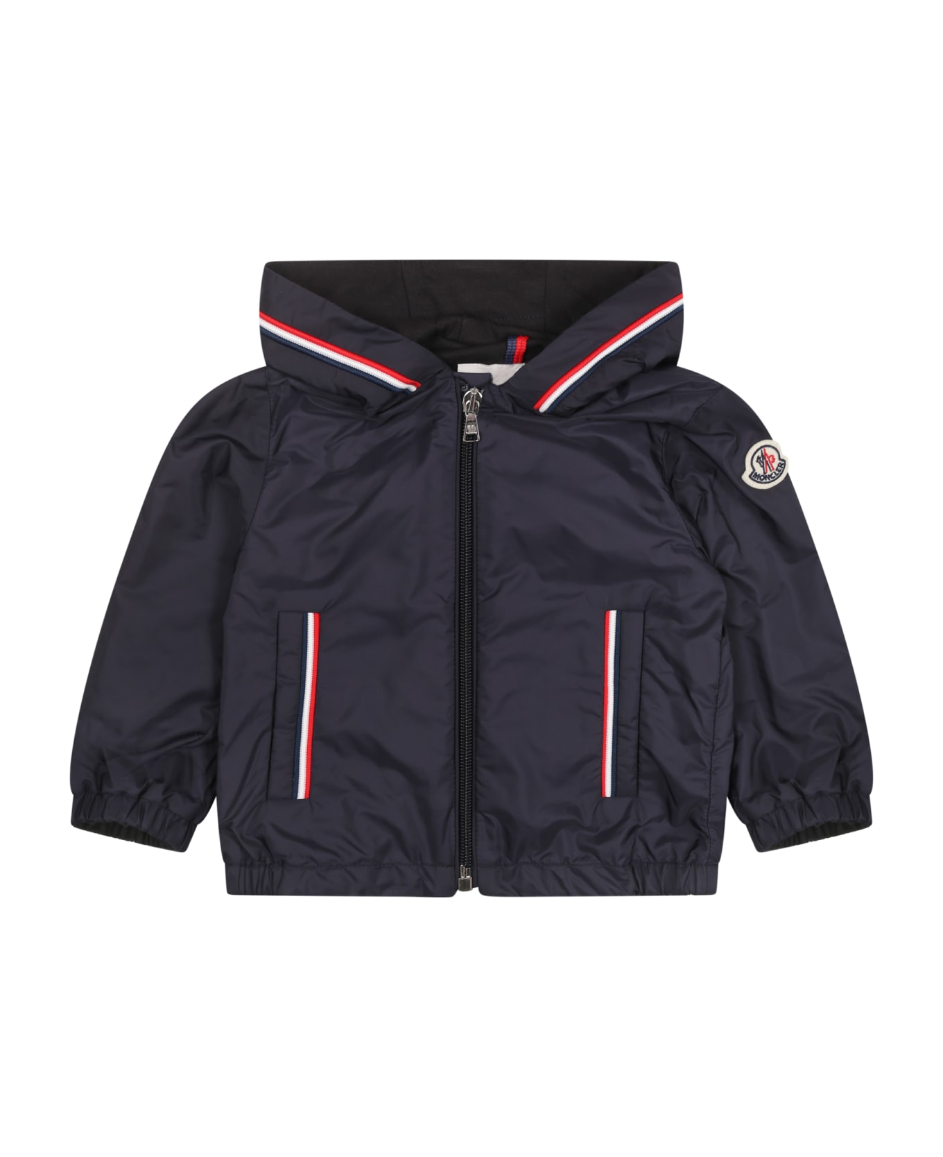 Moncler Blue Hooded Jacket For Baby Boy - Blue