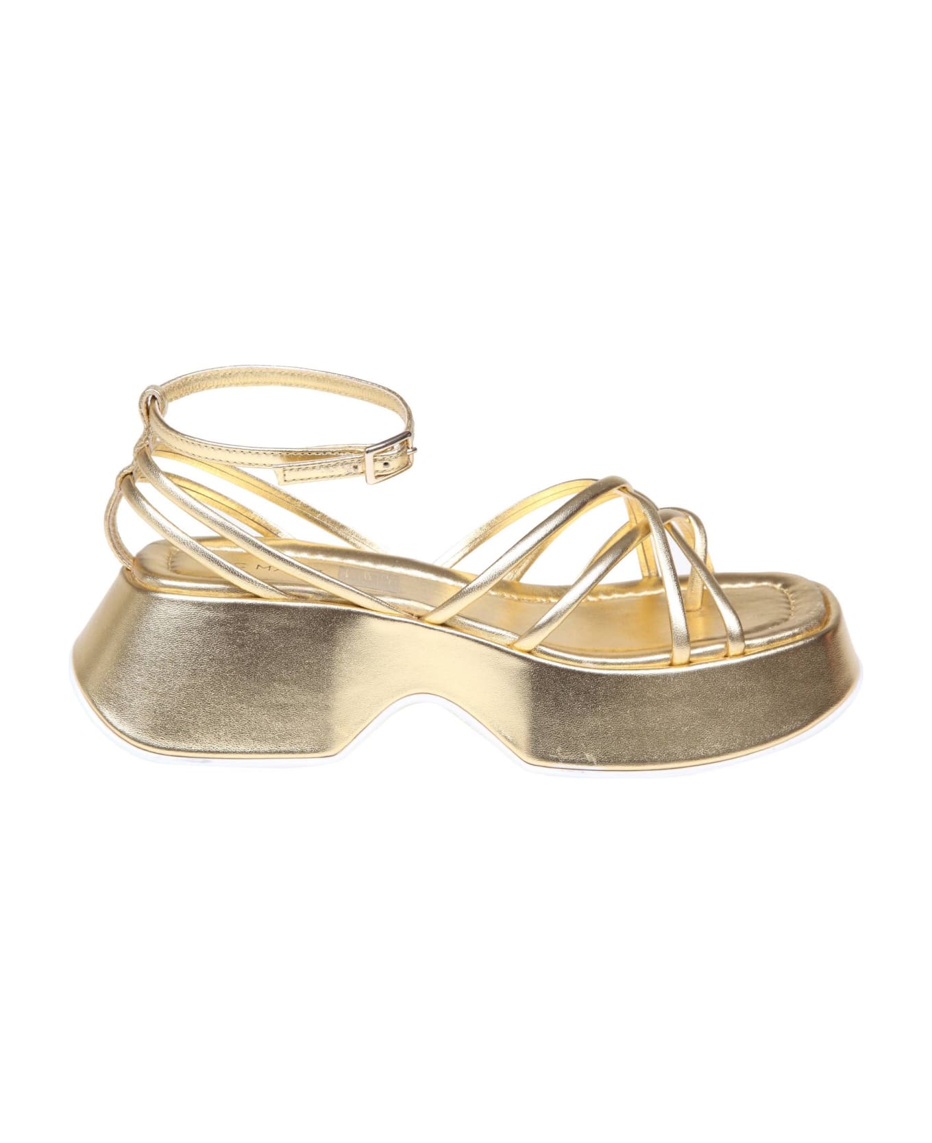 Vic Matié ' Gold Color Laminated Leather Sandal - Gold