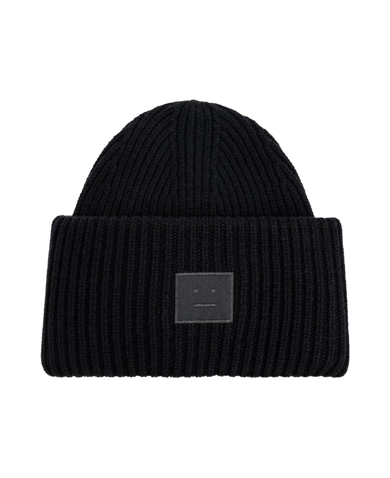 Acne Studios Wool Beanie With Logo - Black