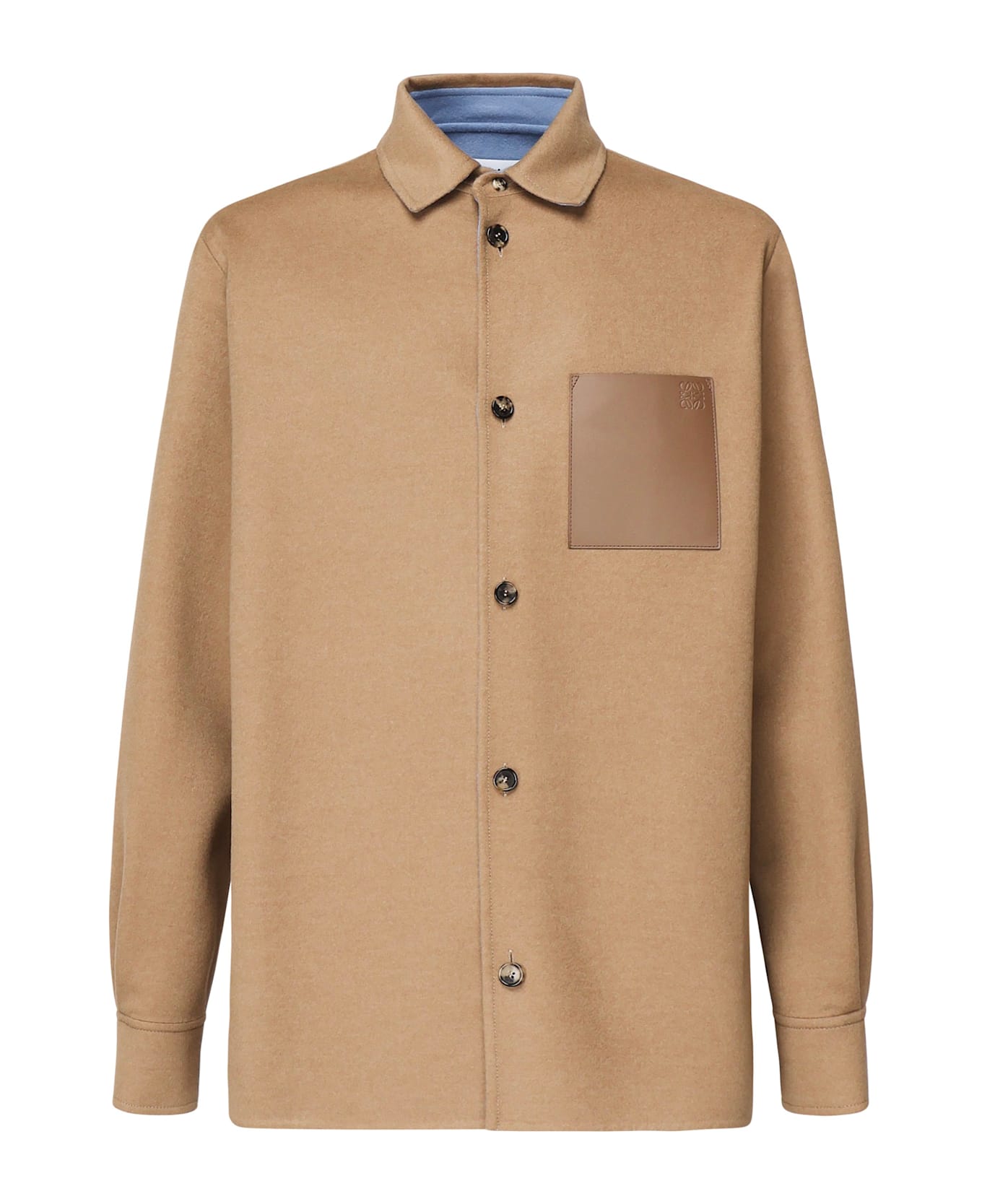 Loewe Virgin Wool And Cashmere Shirt Jacket - CAMEL/BLUE