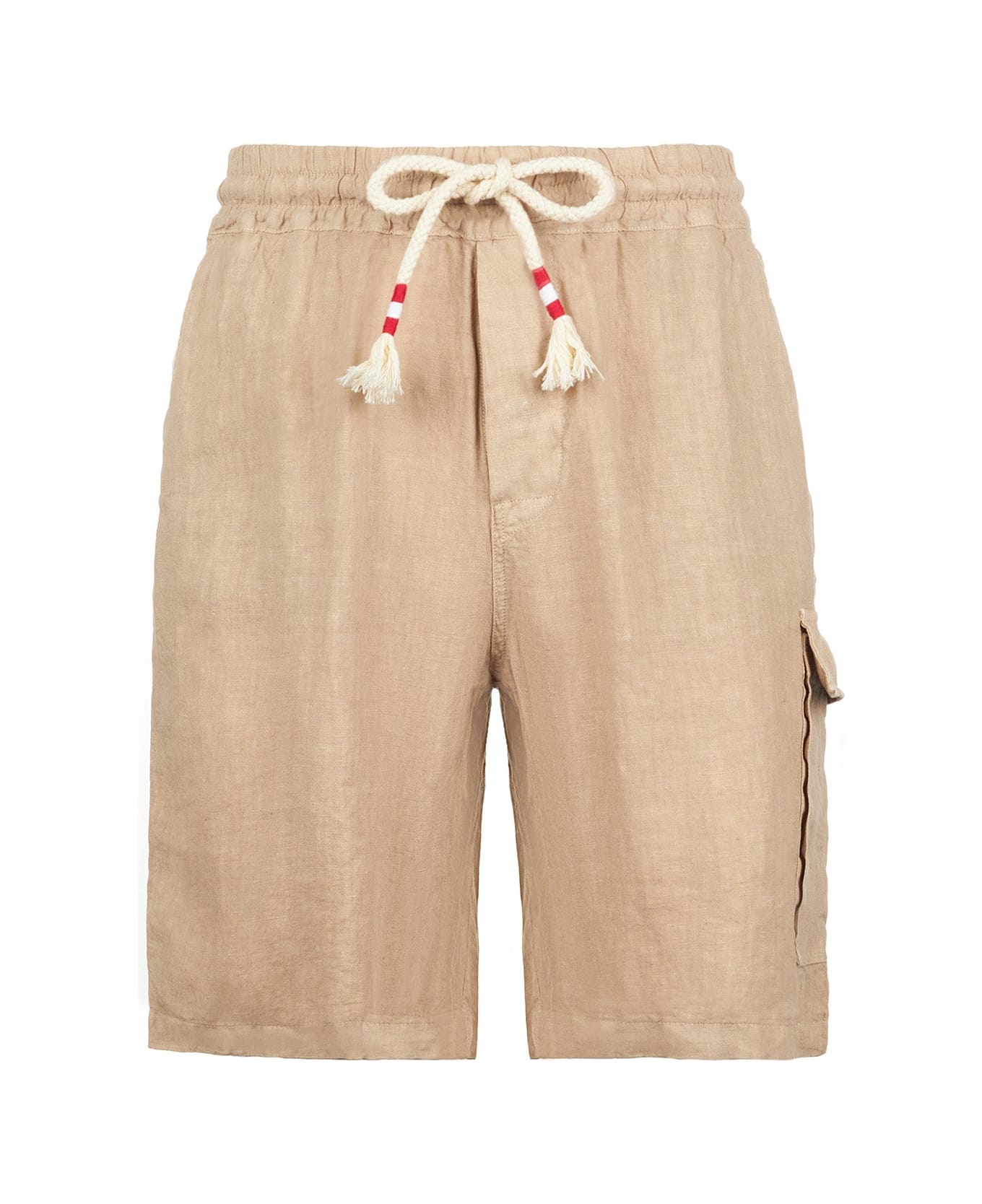 MC2 Saint Barth Man Linen Beige Bermuda Shorts - WHITE