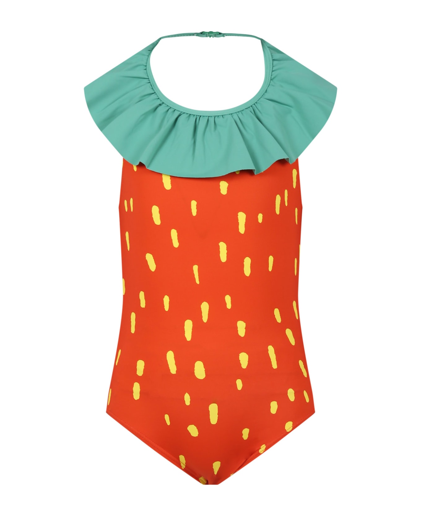 Stella McCartney Kids Red One-piece Swimsuit For Girl With All-over Print - Red