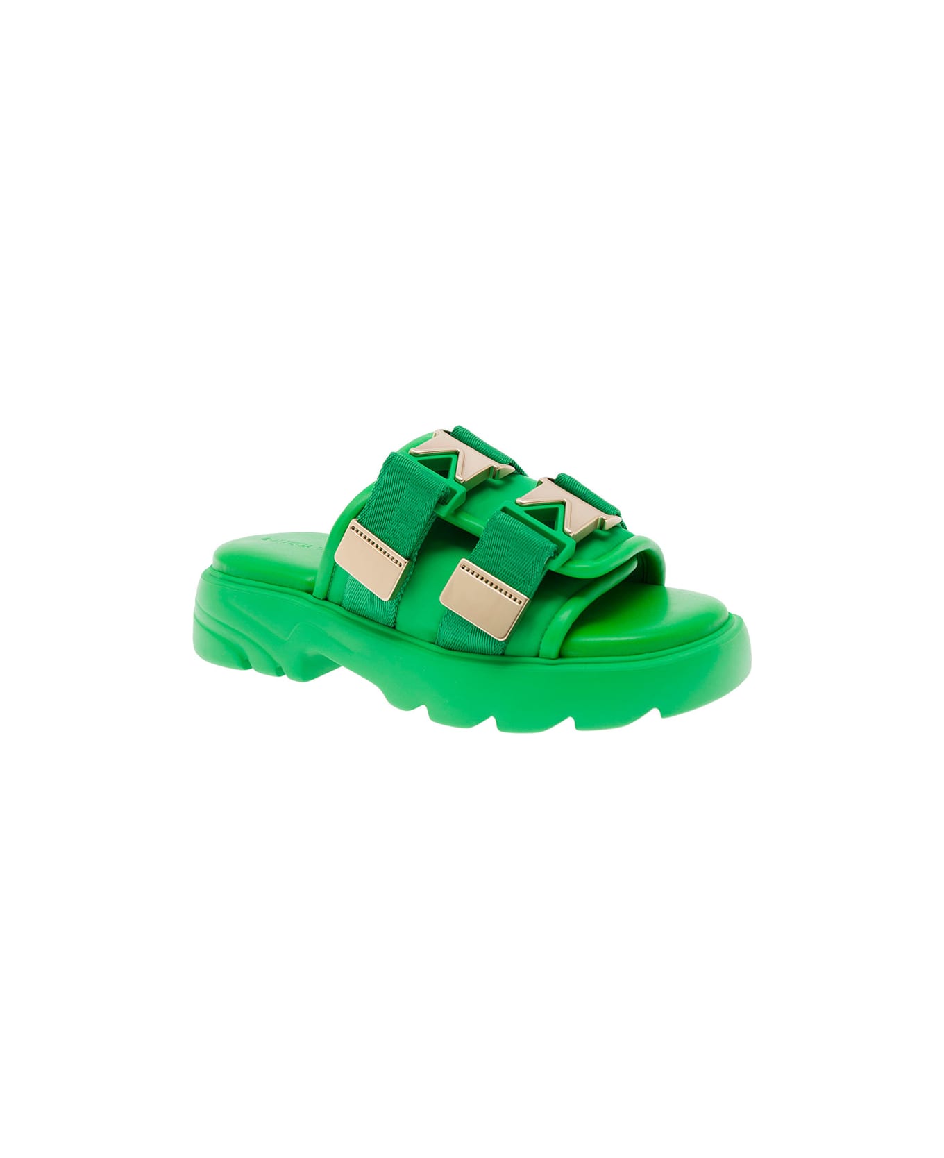 Bottega Veneta Falsh Green Leather  Sandals With Buckles Bottega Veneta Woman - Green