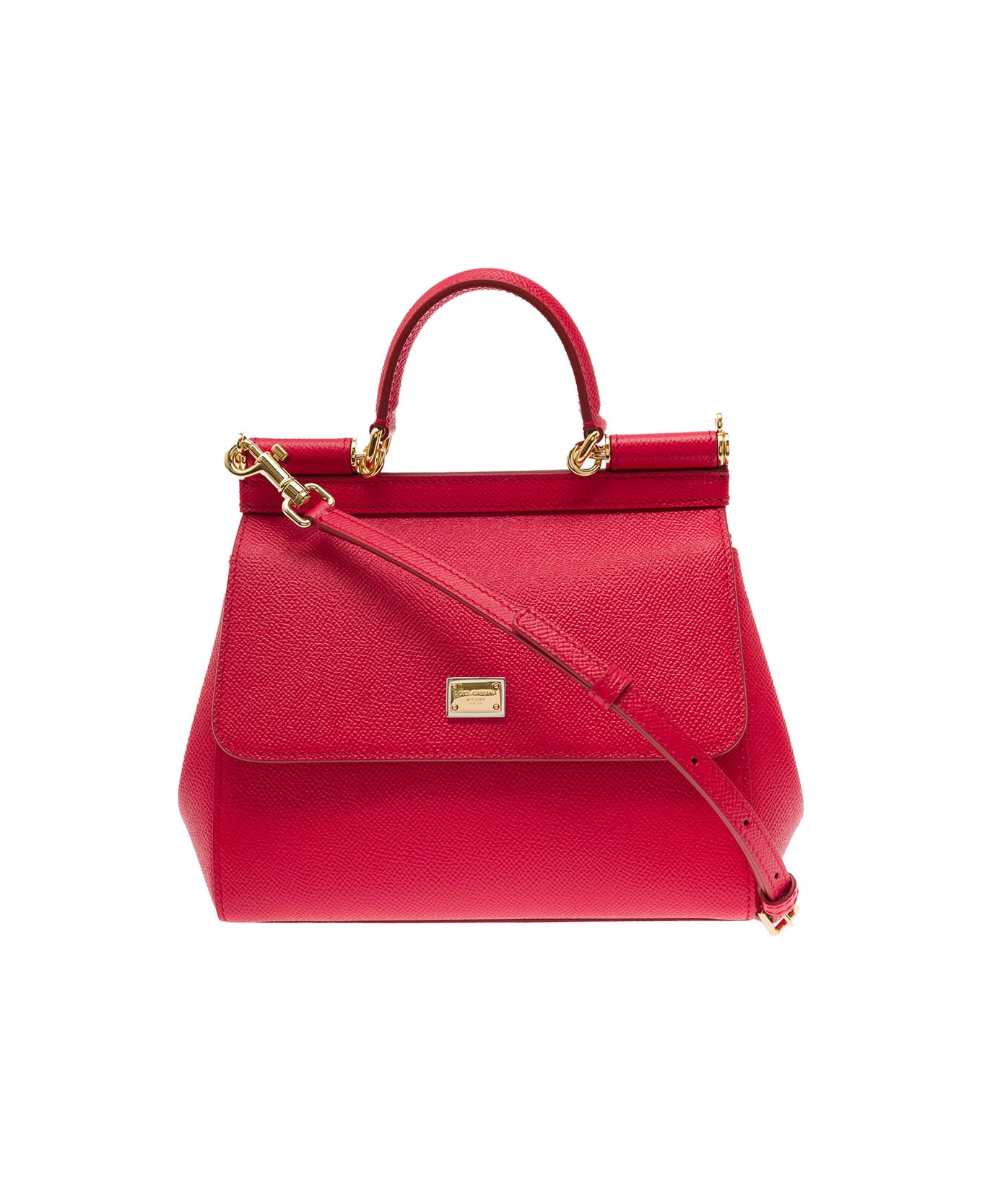 Dolce & Gabbana Sicily Dauphine Handbag In Red Leather Woman - Red