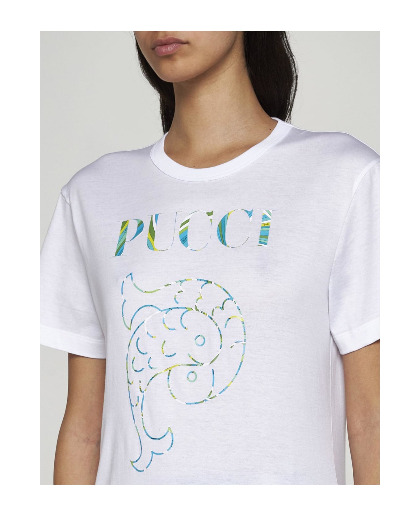 Pucci Logo Cotton T-shirt - WHITE Tシャツ