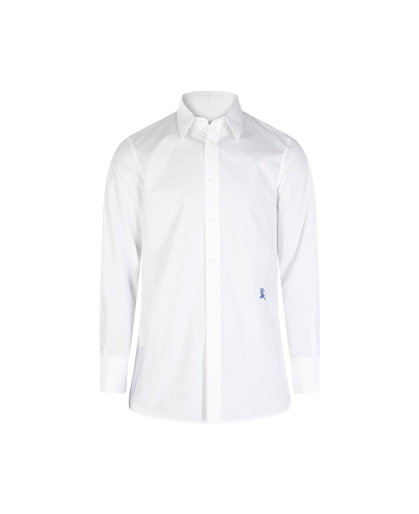 Burberry Logo Embroidered Buttoned Shirt - White