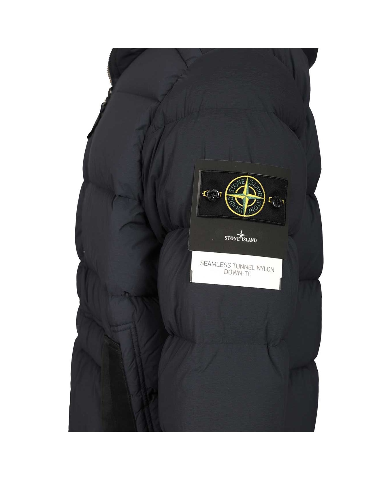Stone Island Piumino Con Cappuccio - Blue
