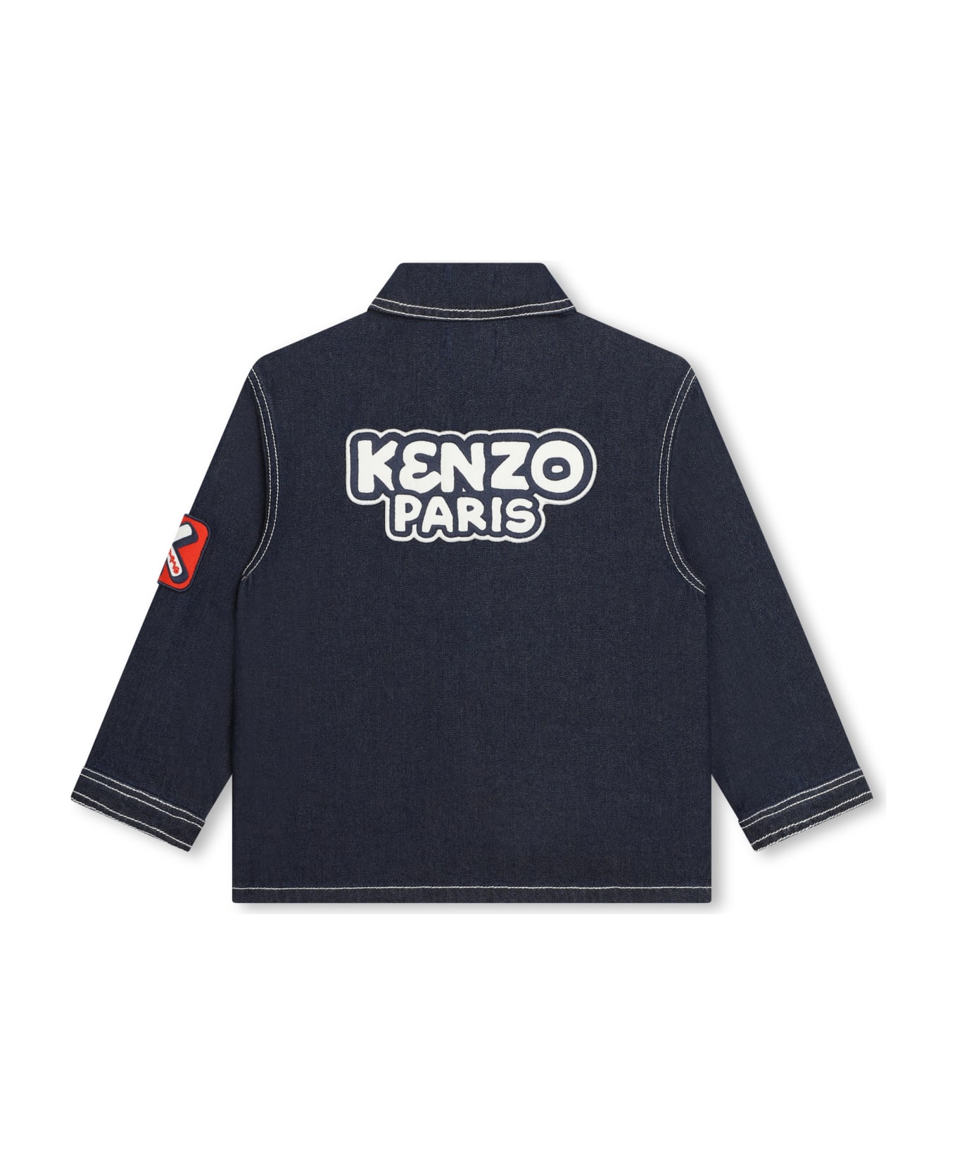 Kenzo Kids Giacca Denim Con Applicazione - Blu コート＆ジャケット