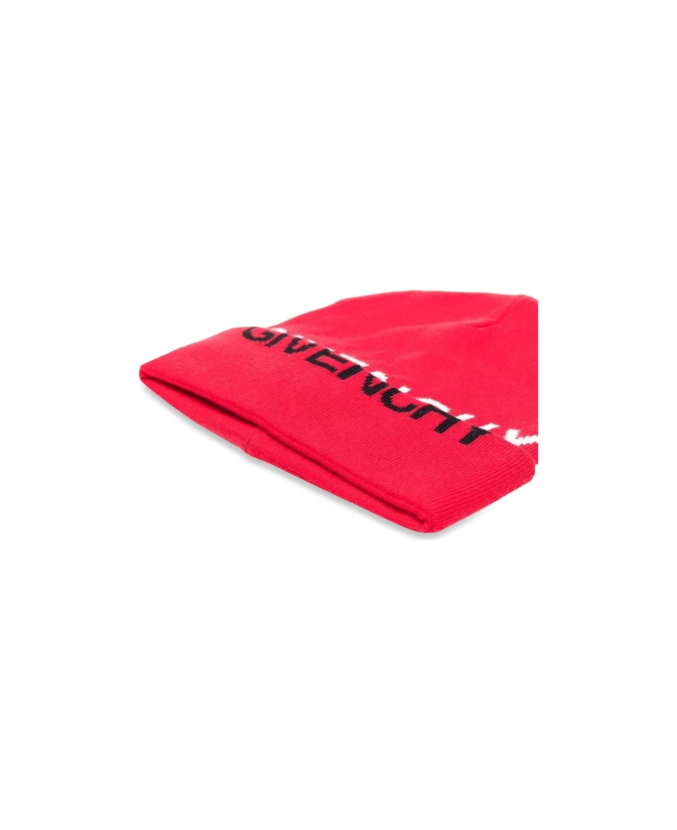 Givenchy Knitted Hat Givenchy "split" Jacquard Pattern On Hat And Turn-up Edge. - RED