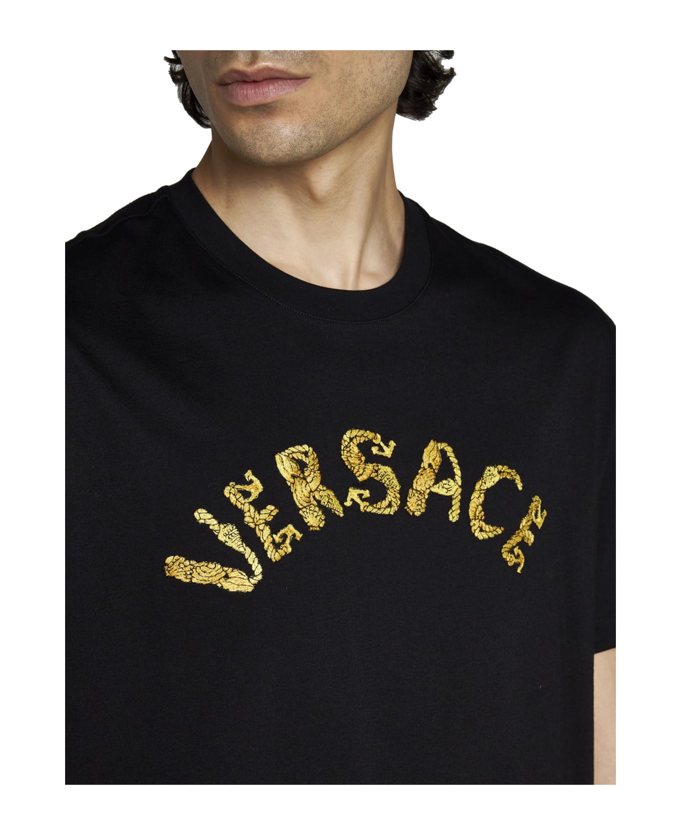 Versace Black Cotton T-shirt - black