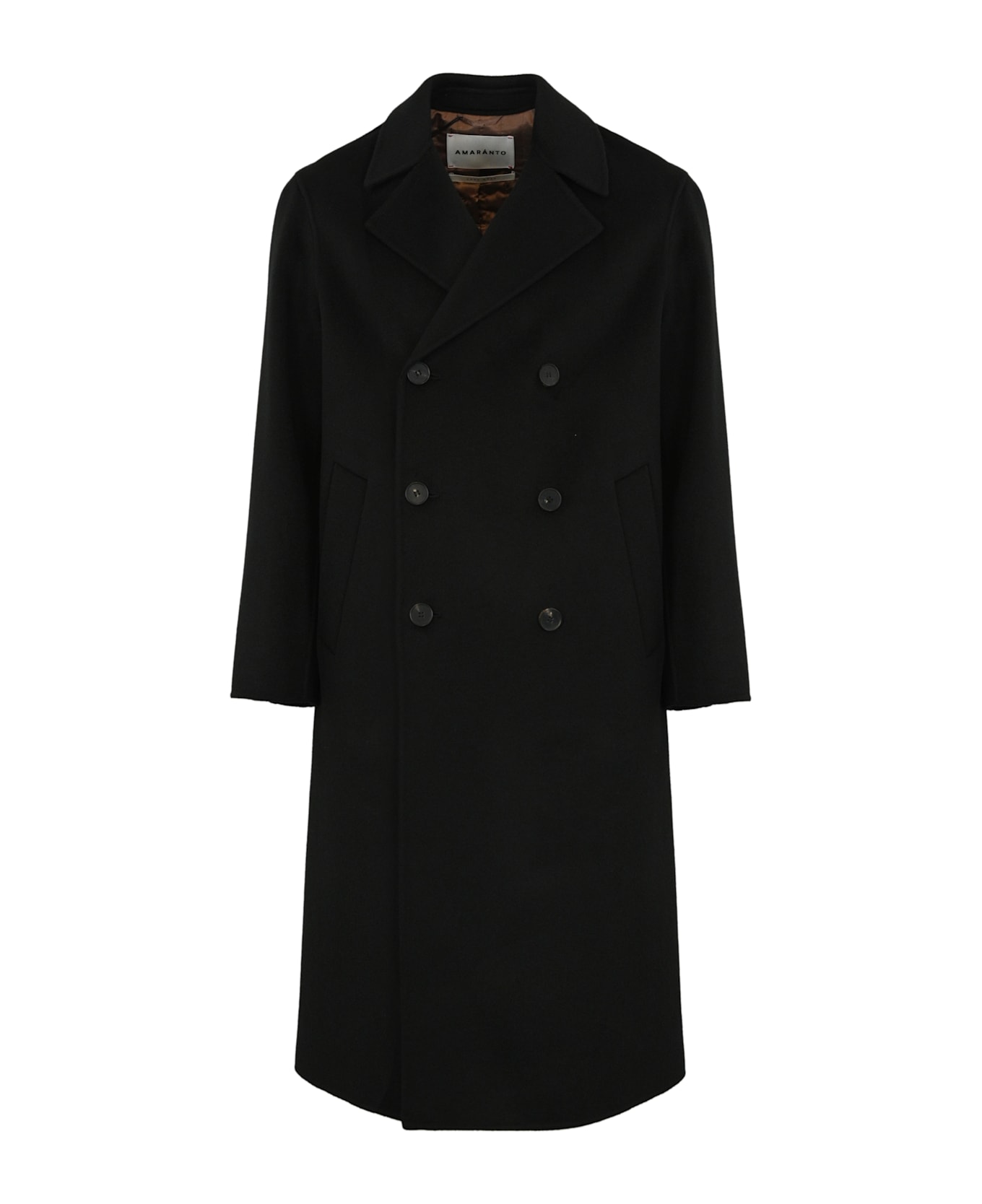 Amaranto Double-breasted Coat In Wool And Cashmere - Black