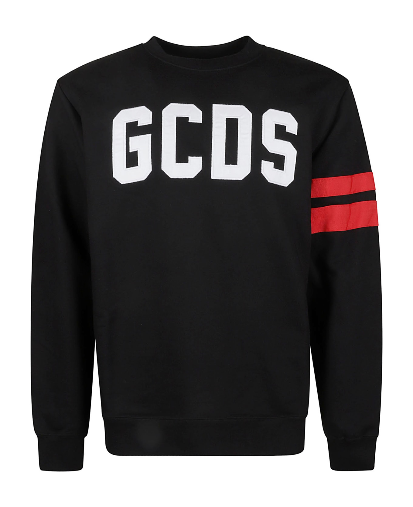 GCDS Stripe Detail Logo Ribbed Sweatshirt - Black