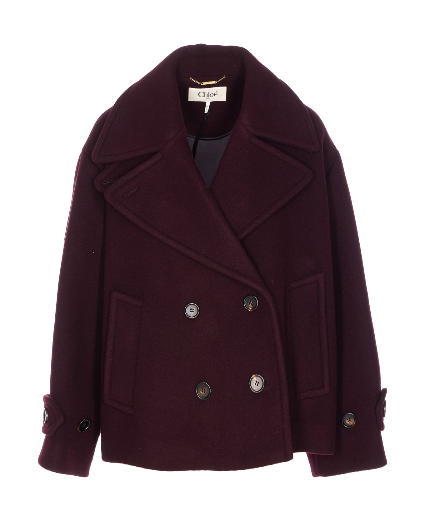 Chloé Oversized Short Wool Coat - Purple