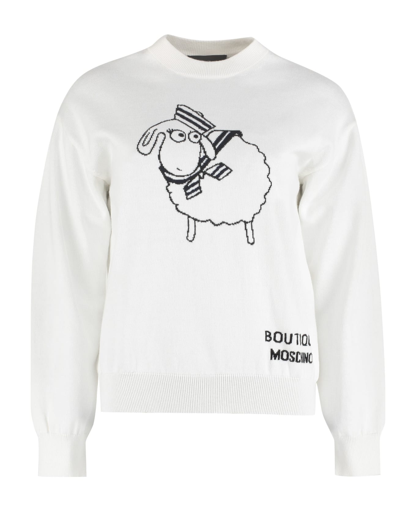 Boutique Moschino Cotton-cashmere Blend Crew-neck Pullover - White