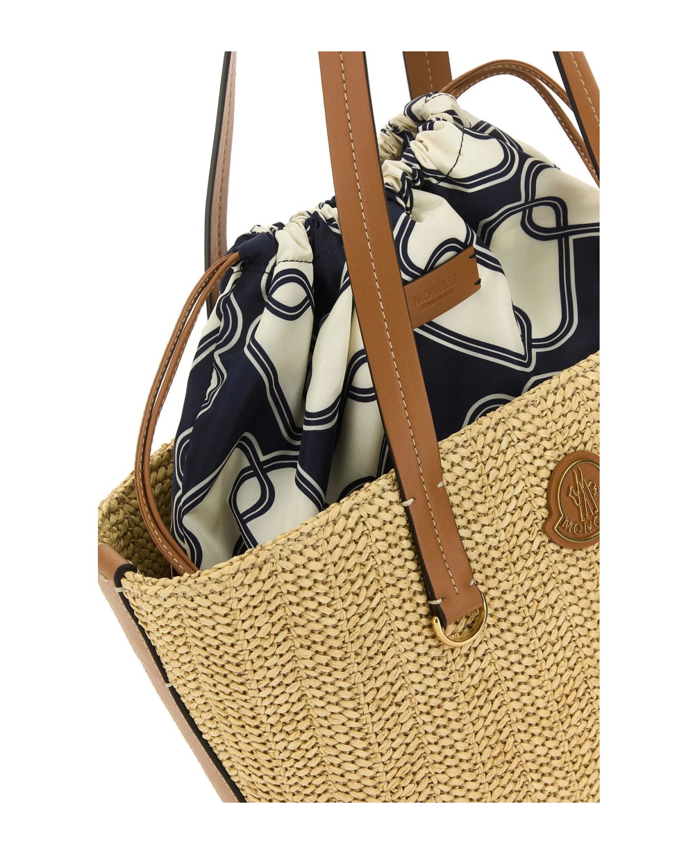 Moncler Raffia Small Hubba Shopping Bag - BEIGE