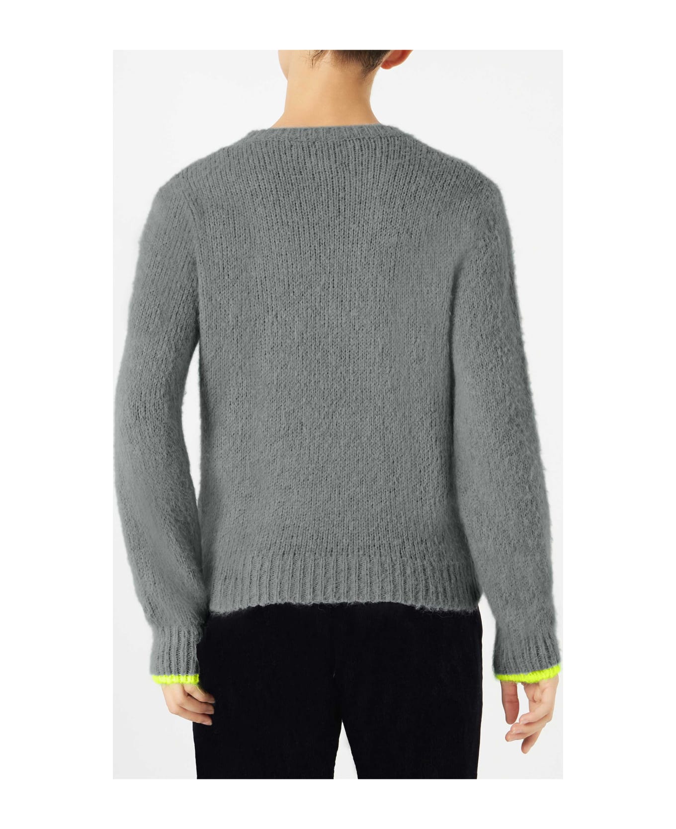 MC2 Saint Barth Woman Grey Brushed Sweater With Mai Una Gioia Embroidery - GREY