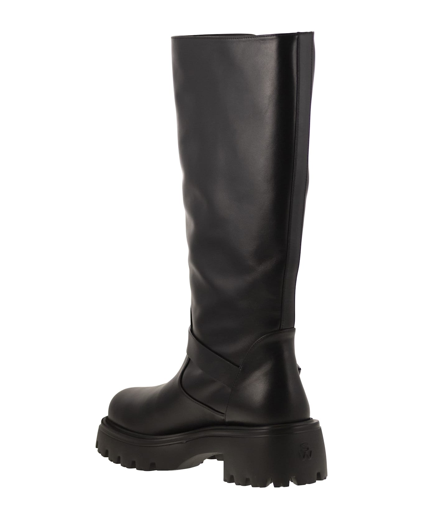 Stuart Weitzman Emerson Moto - Leather Boot - Black